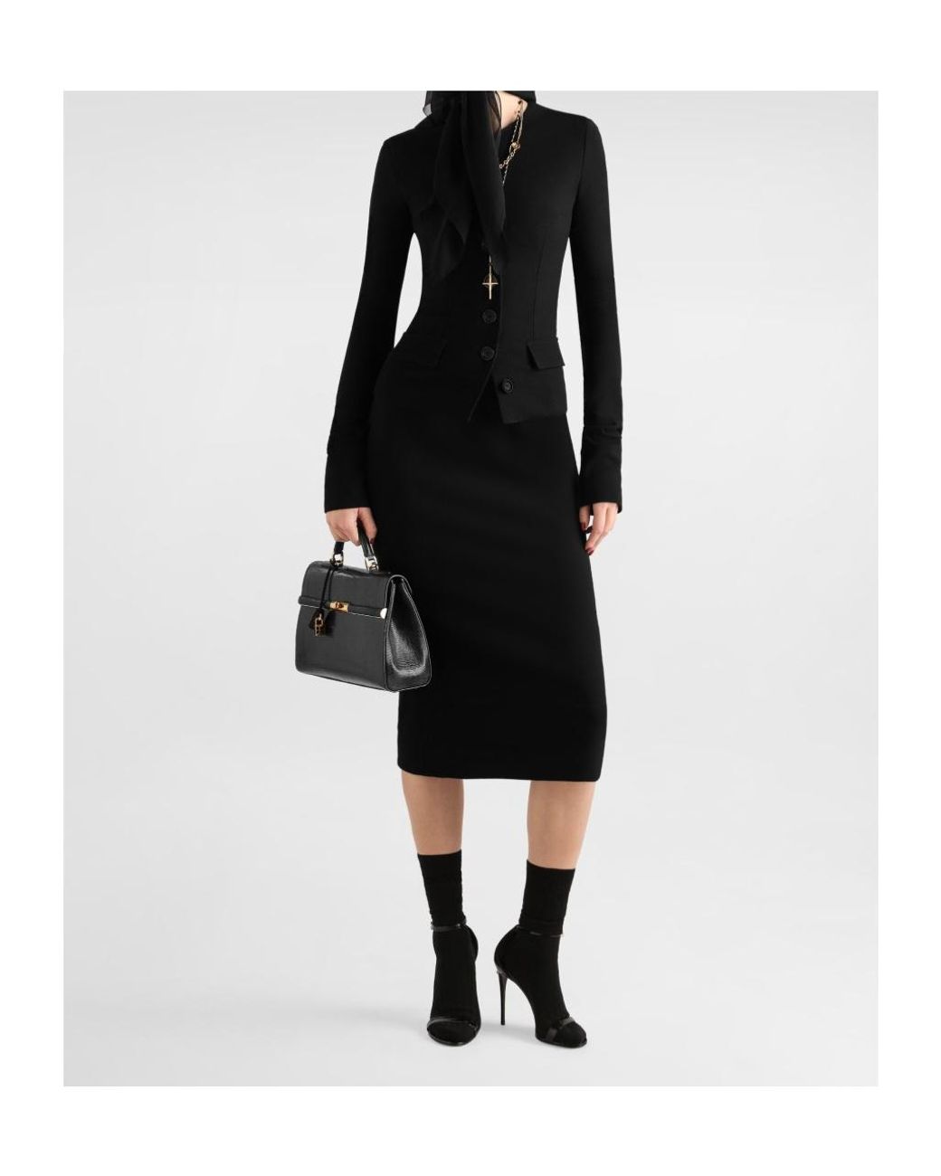 Dolce & Gabbana Black High-Waist Midi Skirt