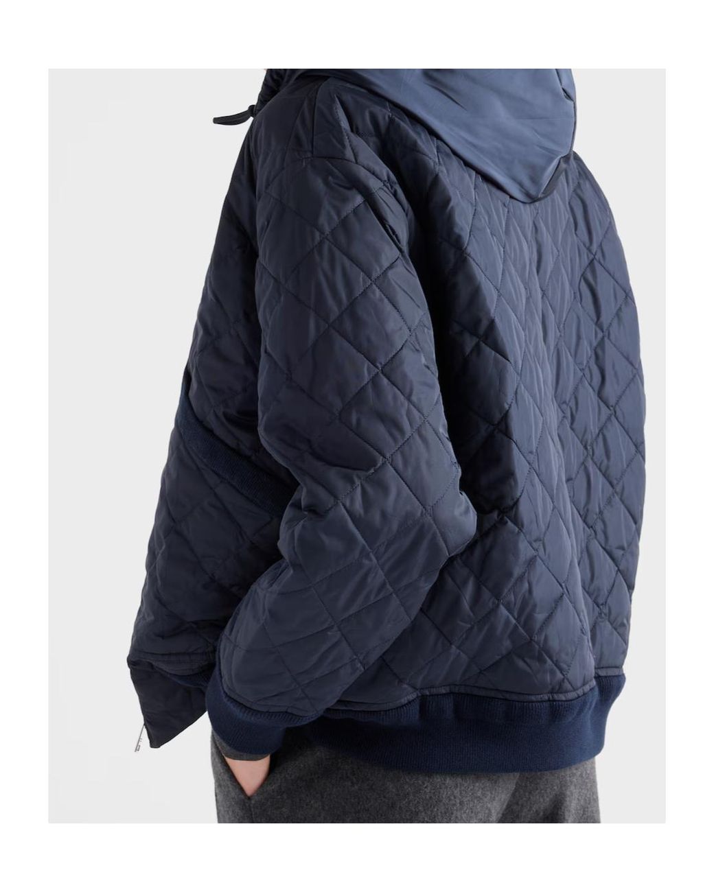 Prada Blue Zipped Hooded Jacket