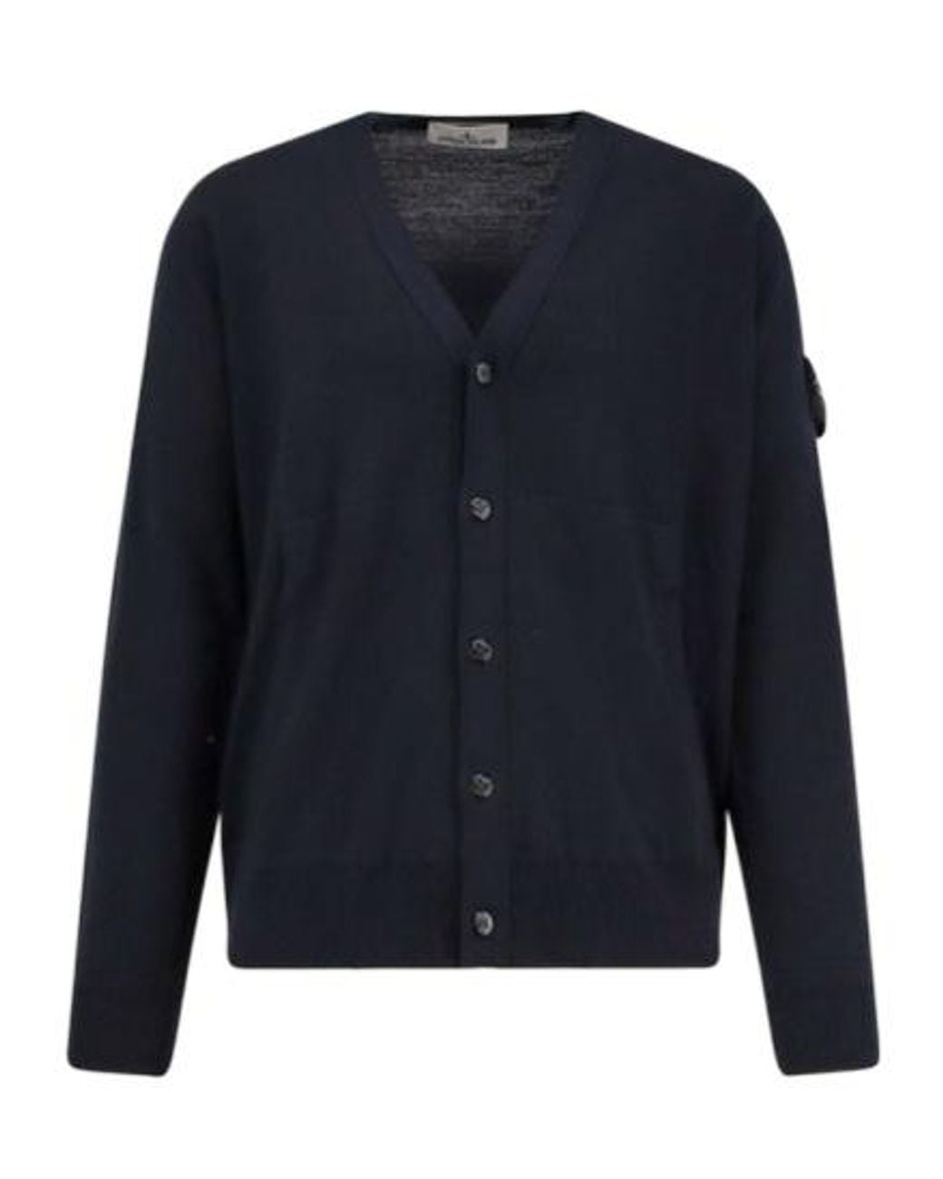 Stone Island Blue Logo Patch Knitted Cardigan for men