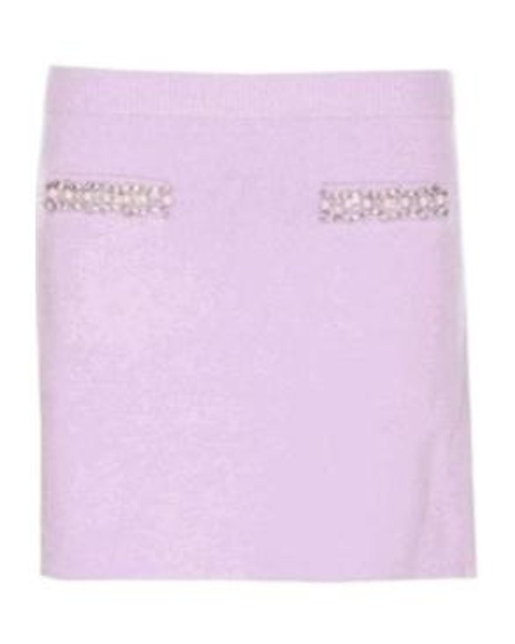 Self-Portrait Purple Rhinestone-Embellished Knit Skirt