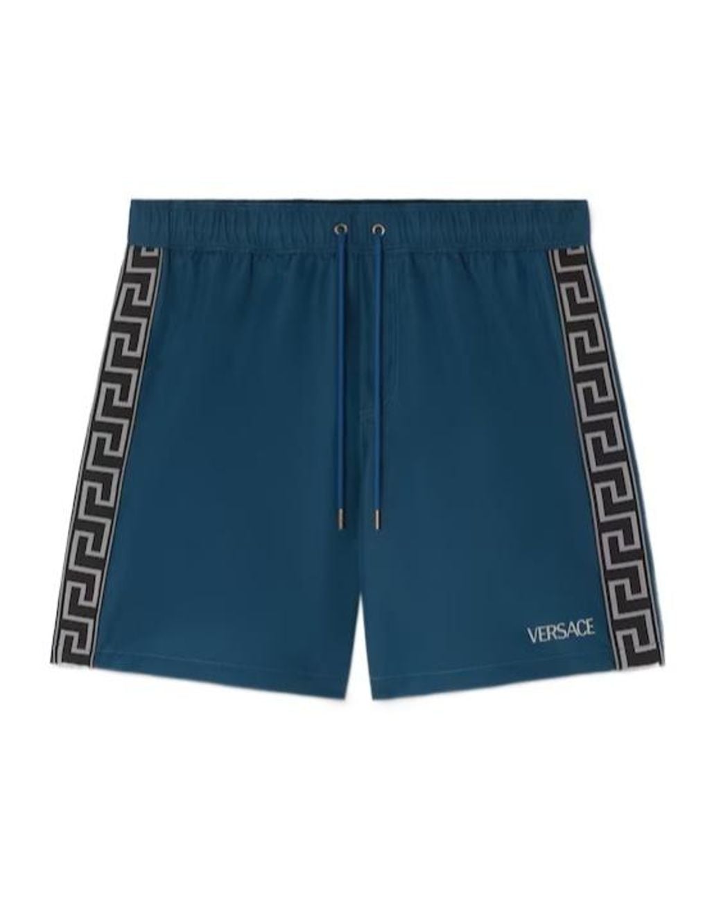 Versace Blue Patterned-Stripe Swim Shorts for men