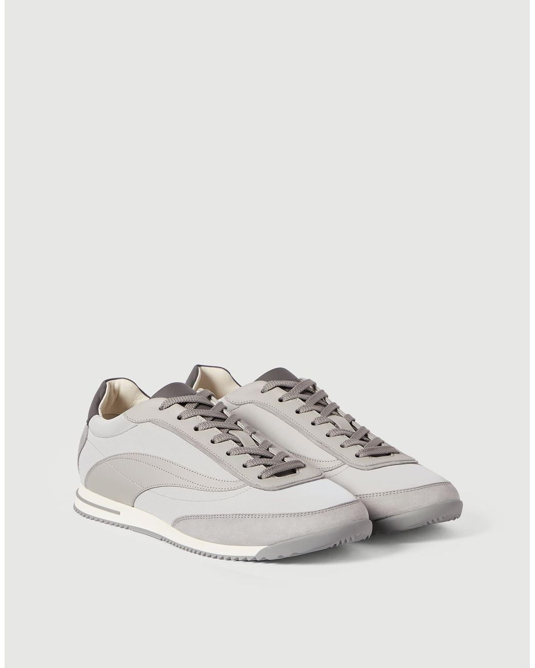 Brunello Cucinelli Gray Techno Fabric And Nubuck Sneakers for men