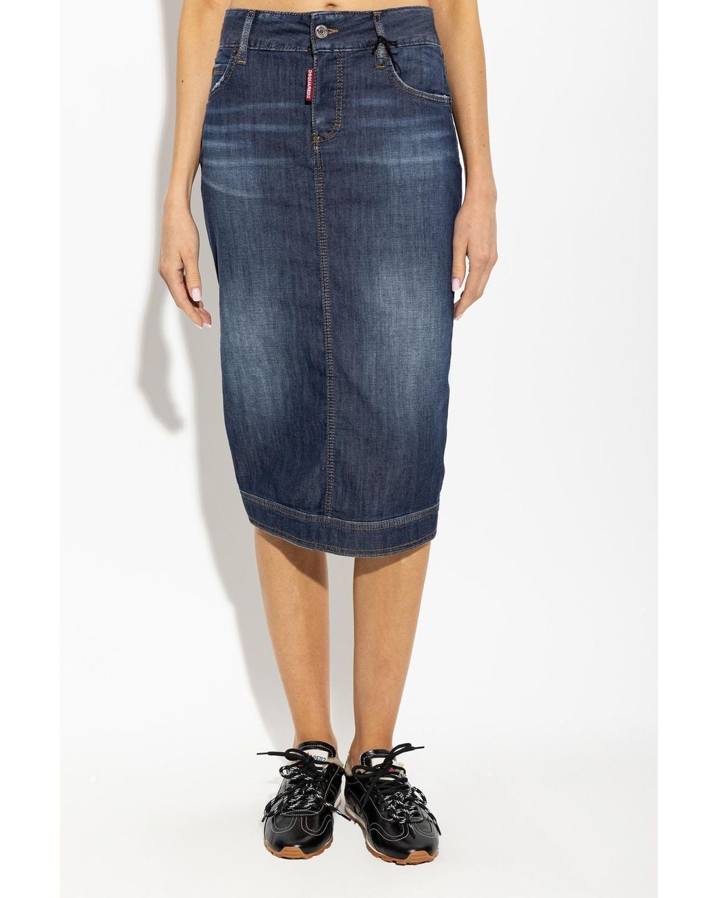 DSquared² Blue Back-Slit Denim Skirt