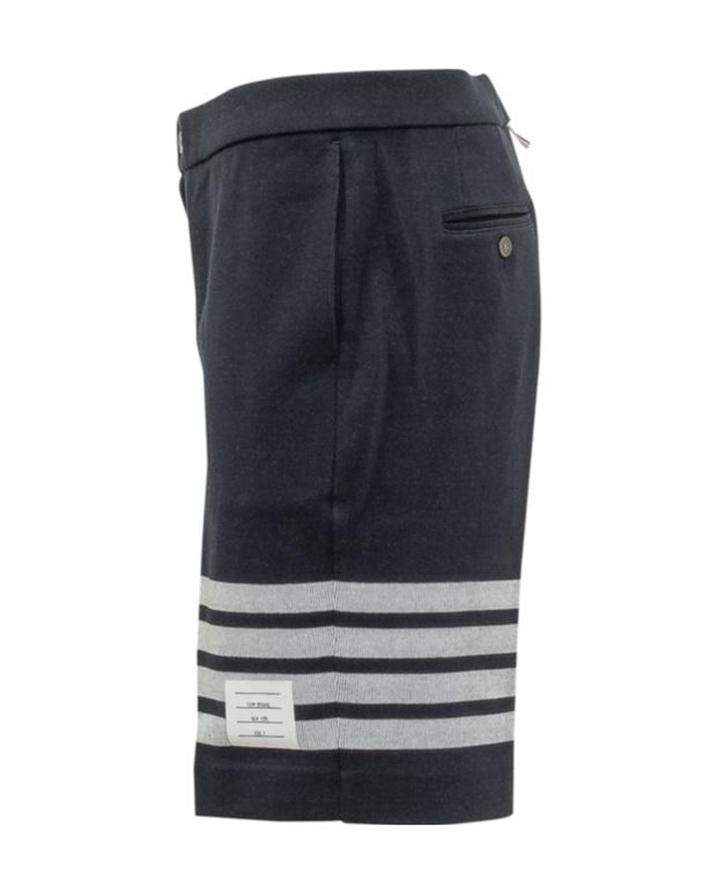 Thom Browne Blue Striped Buttoned Shorts for men