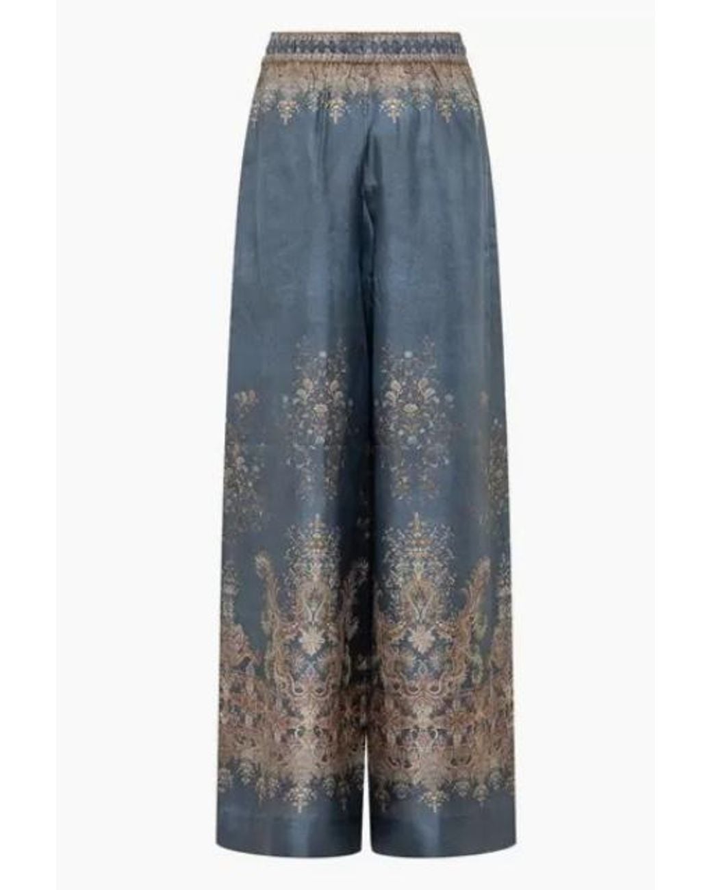 Zimmermann Blue Printed Drawstring Wide Leg Trousers