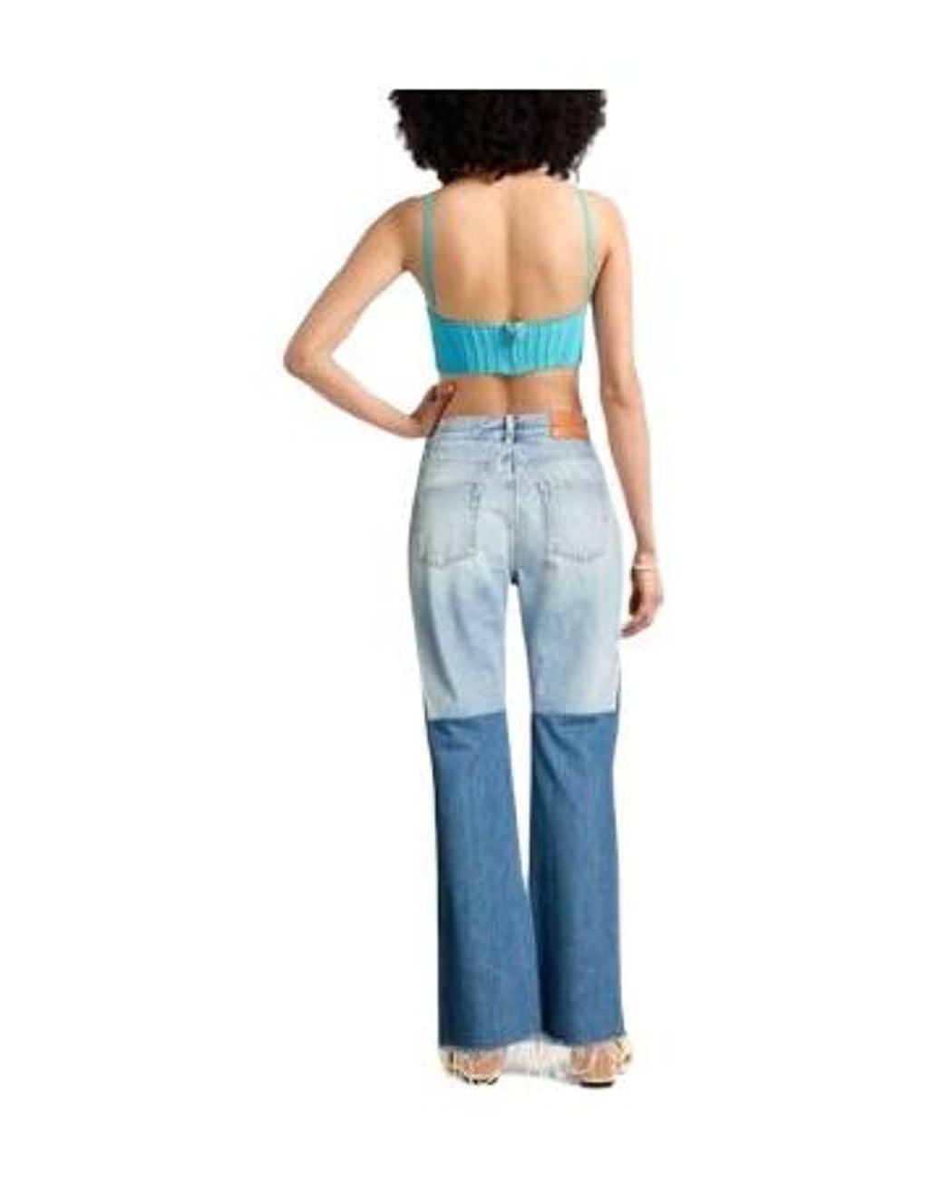 Chloé Blue High-Waisted Color-Block Flared Jeans
