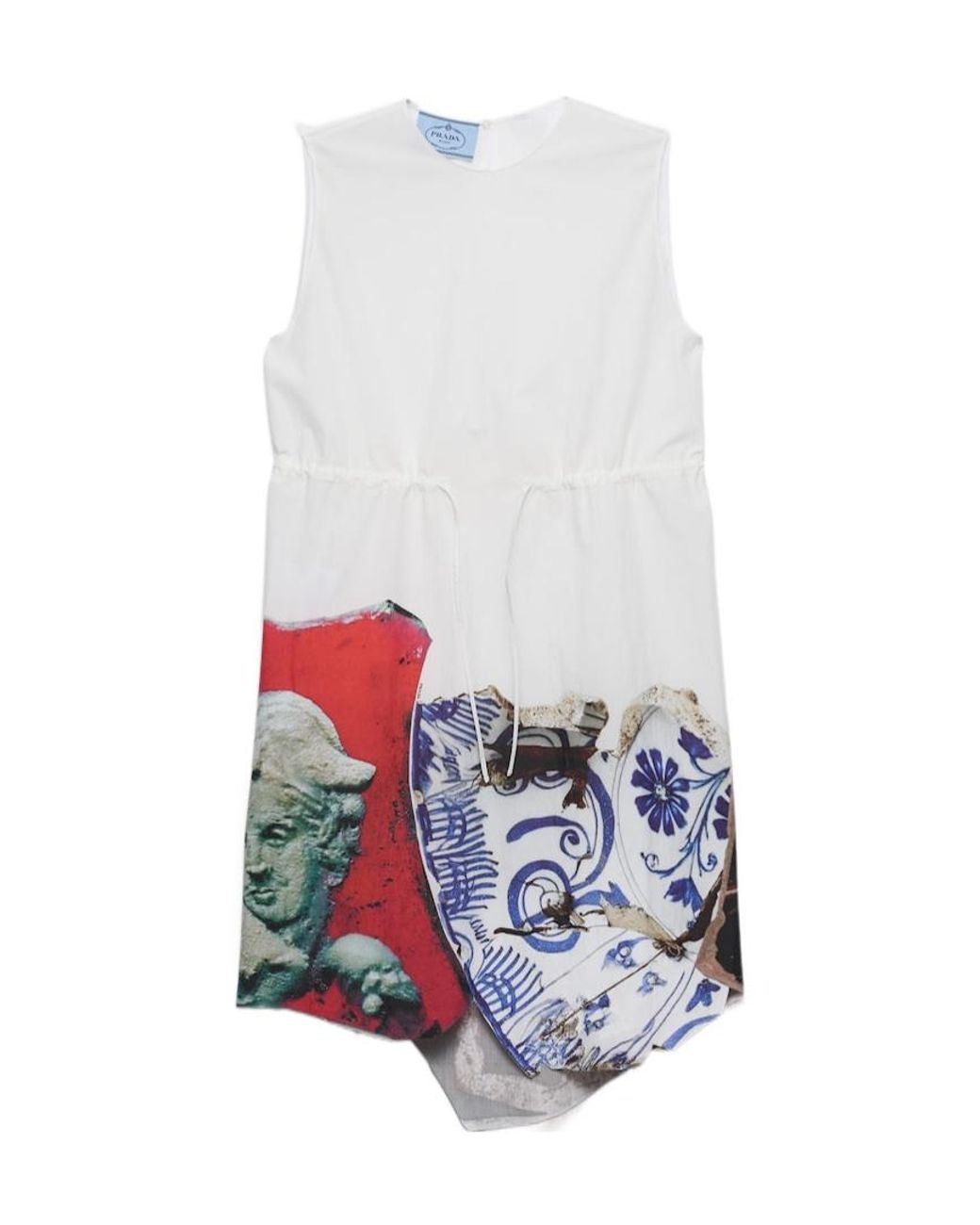 Prada White Printed Compact Fabric Dress