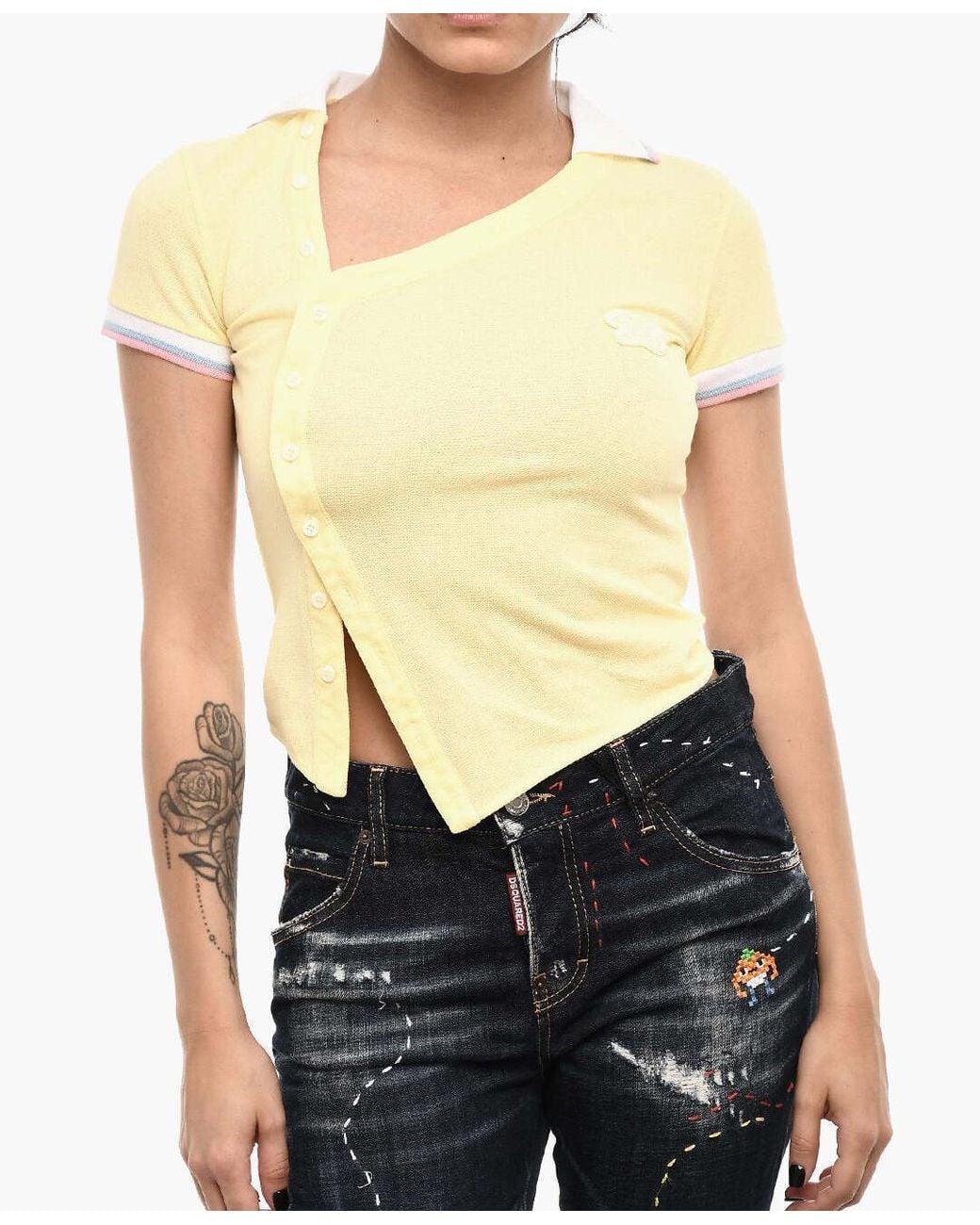 DSquared² Blue Asymmetric-Neck T-Shirt