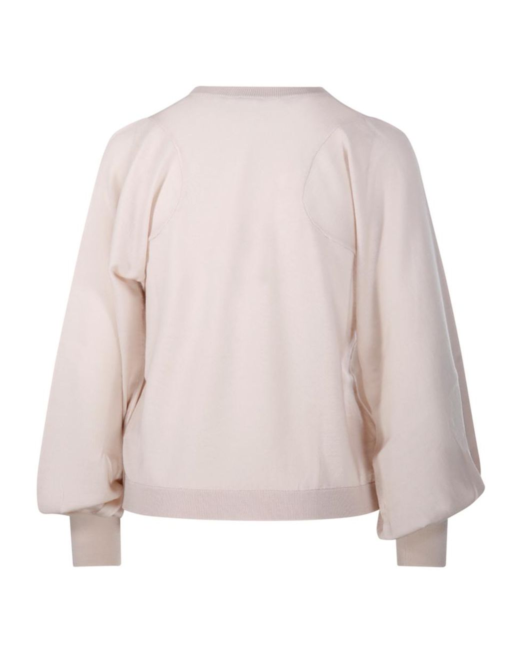 Nude Multicolor Puff-Sleeve Crew-Neck Sweater