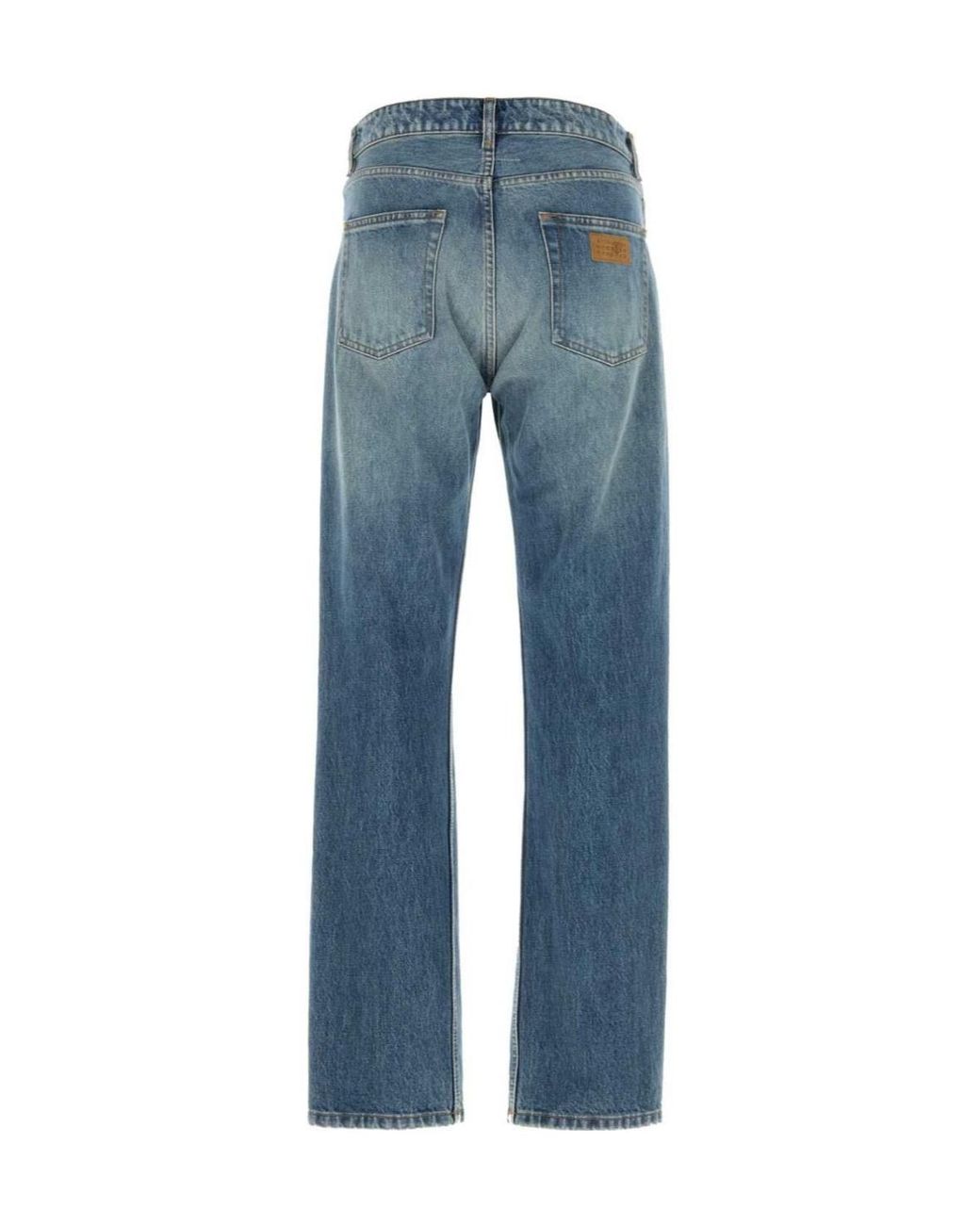 MM6 by Maison Margiela Blue Asymmetric Waistband Jeans for men