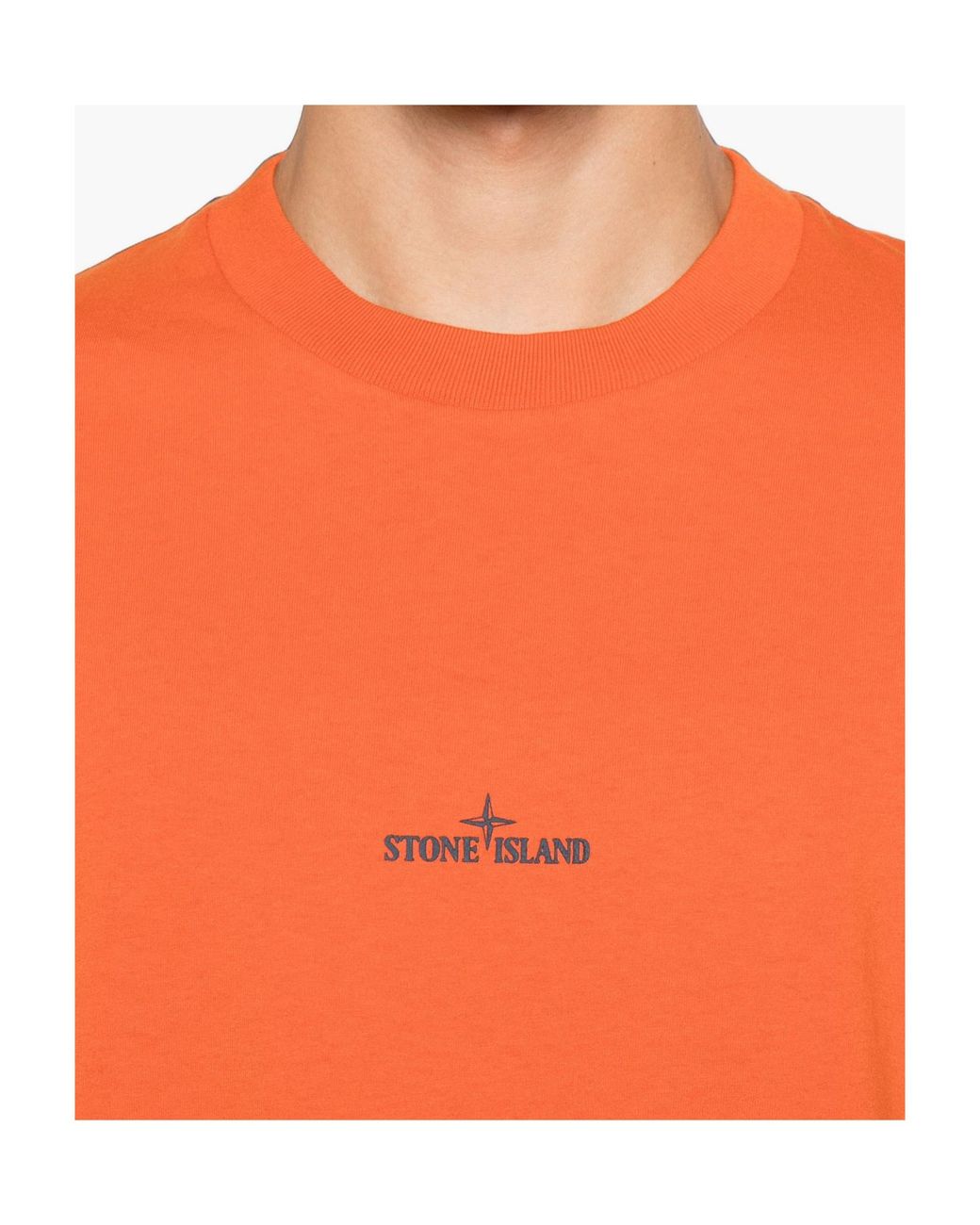 Stone Island Orange Short-Sleeved T-Shirt for men