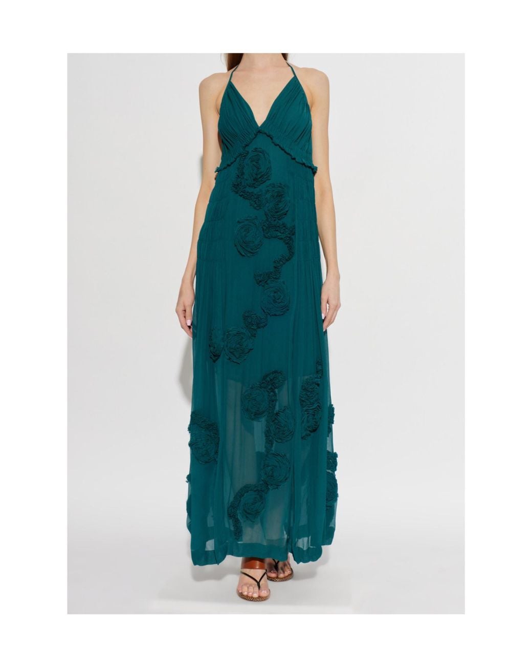 Dries Van Noten Green Drina Appliquéd Maxi Dress