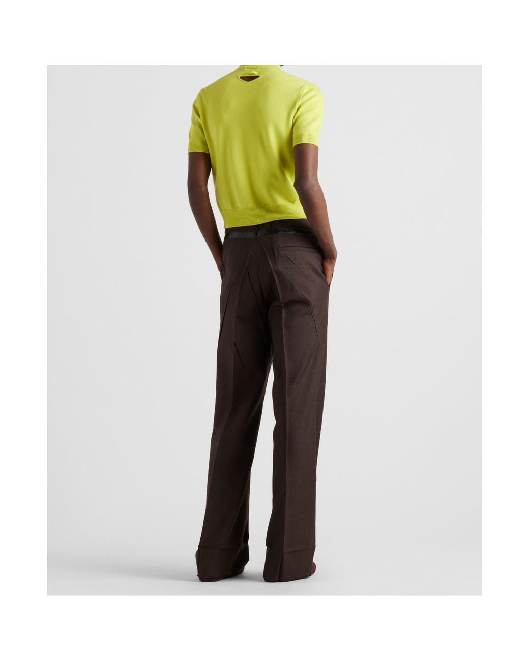Prada Brown Belted Wide-Leg Trousers for men