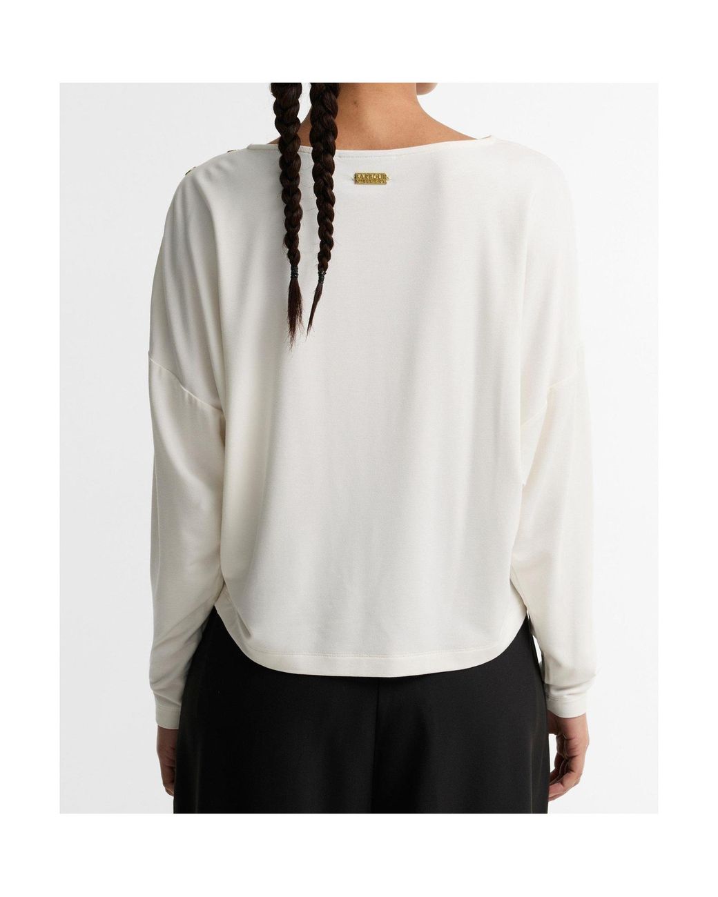 Barbour White Boat Neck Long-Sleeve Top
