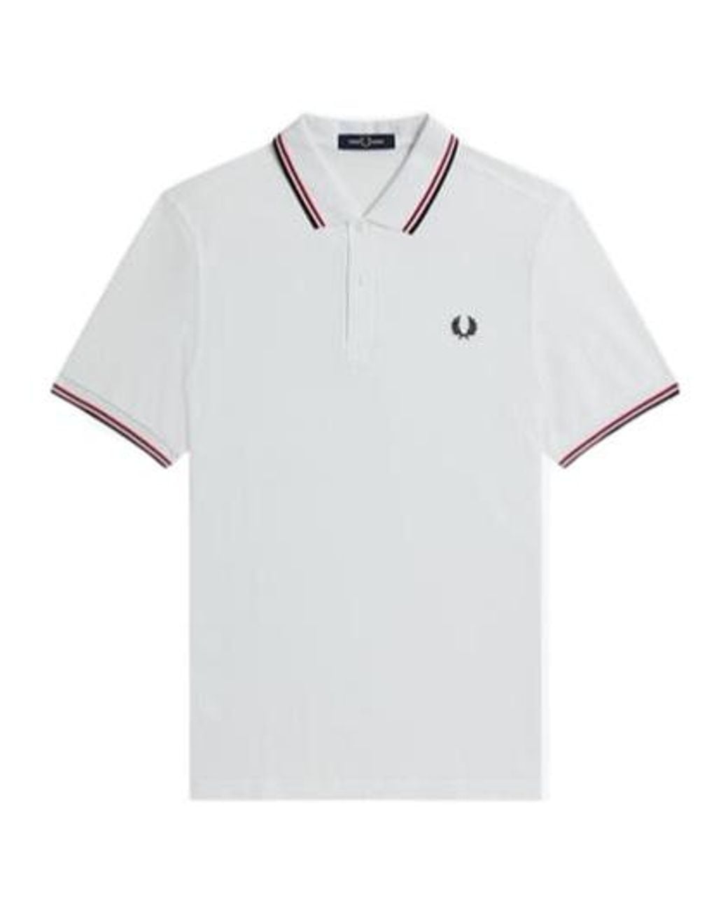 Fred Perry White Short Sleeve Twin Tipped Polo Shirt for men