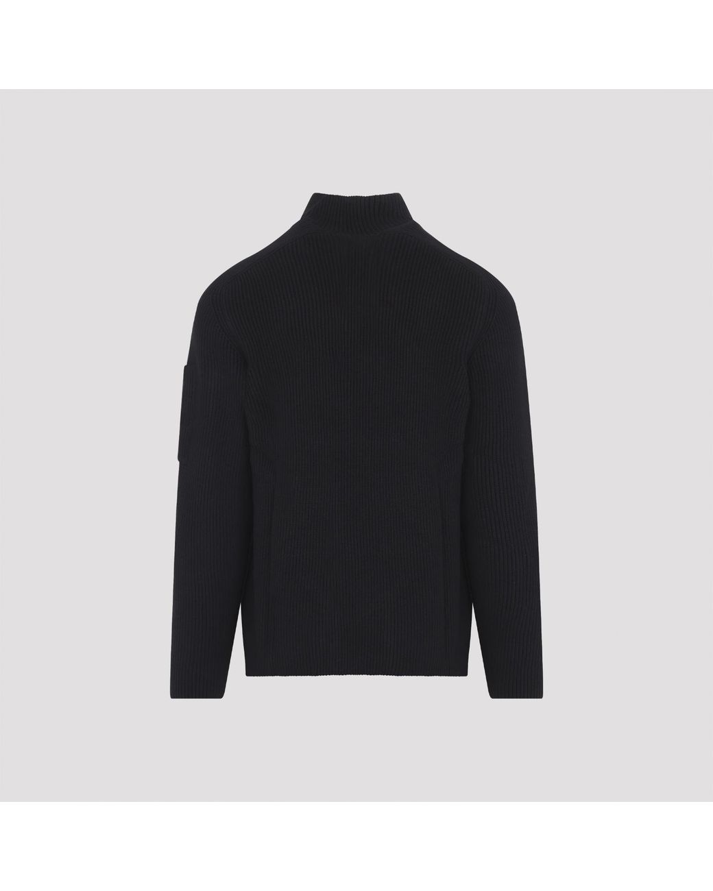 C P Company Blue Ribbed-Knit Lens-Detail Sweater for men