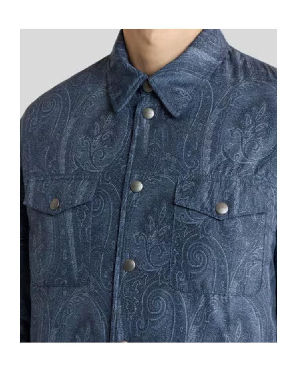Etro Blue Paisley Overshirt Jacket for men