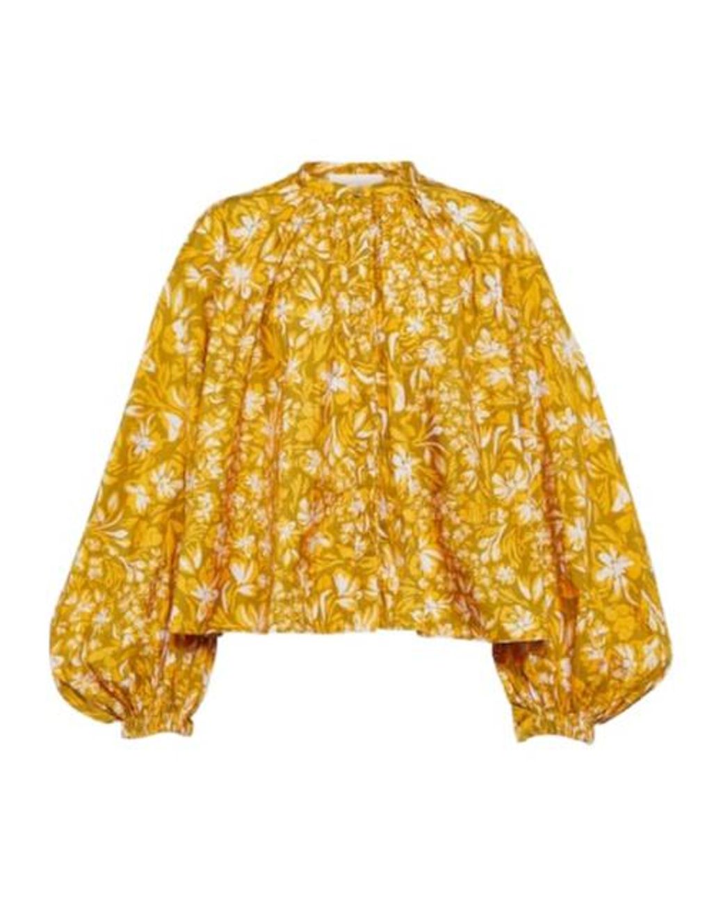 Jil Sander Yellow Floral Puff-Sleeve Blouse