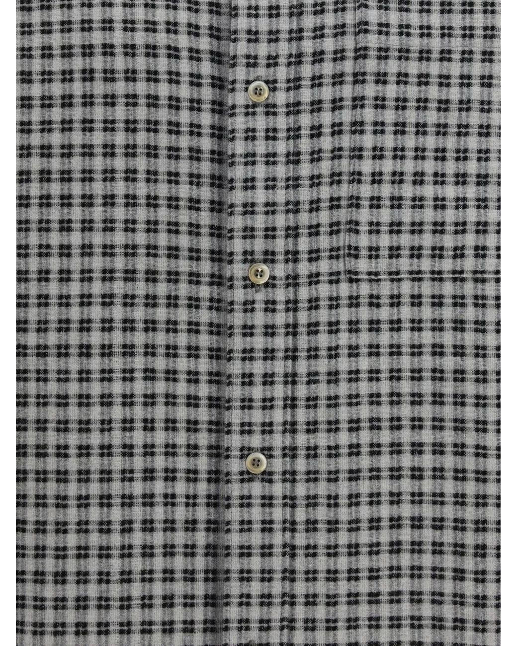Séfr Gray Séfr Micro-Check Button-Up Shirt for men