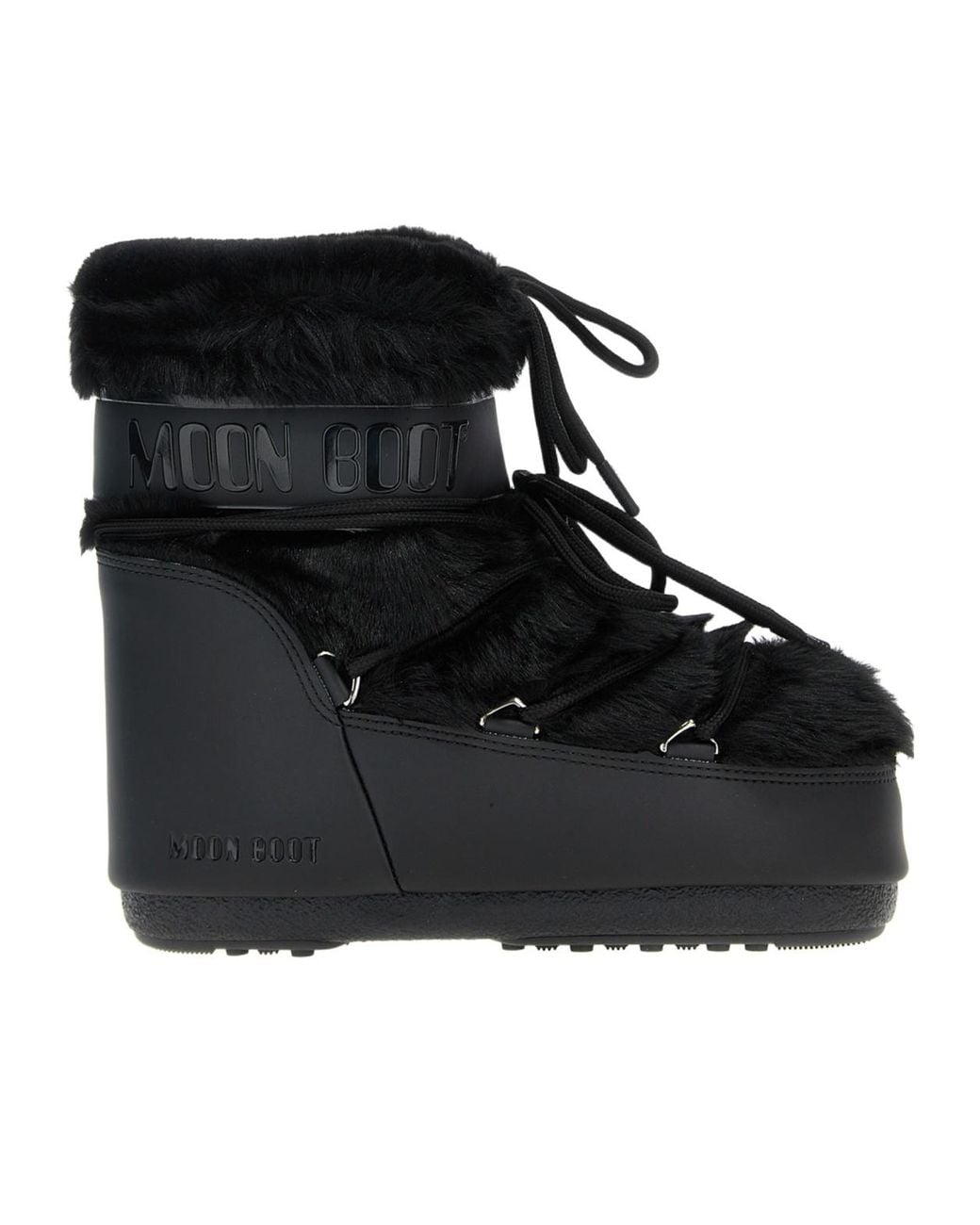 Moon Boot Black Icon Low Faux-Fur Lace-Up Boots