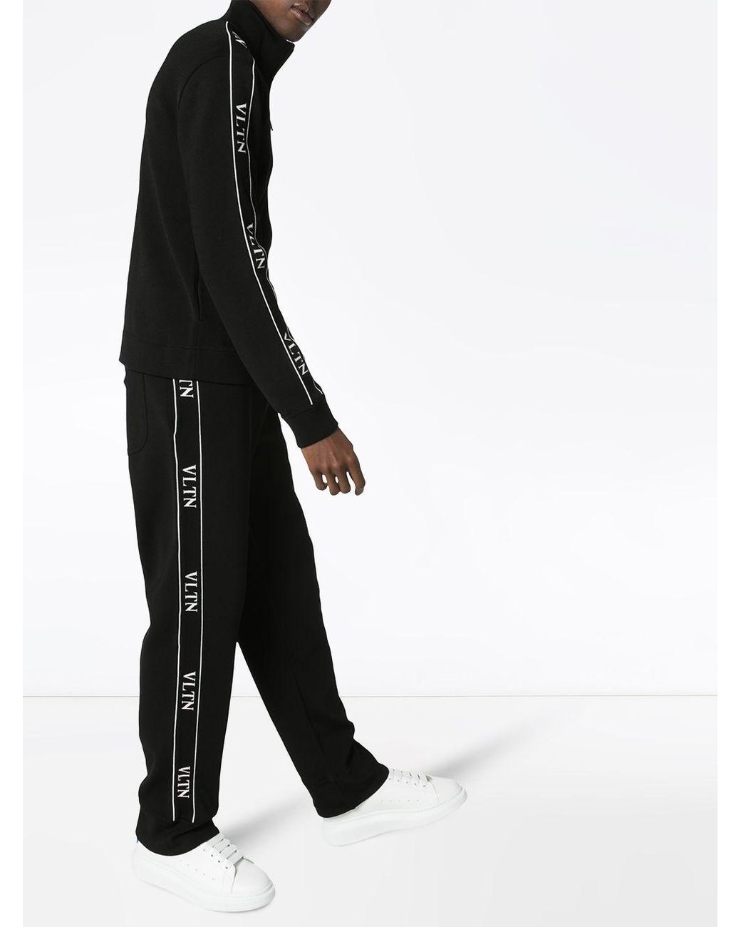 Valentino Black Ticker Logo-Print Track Pants for men