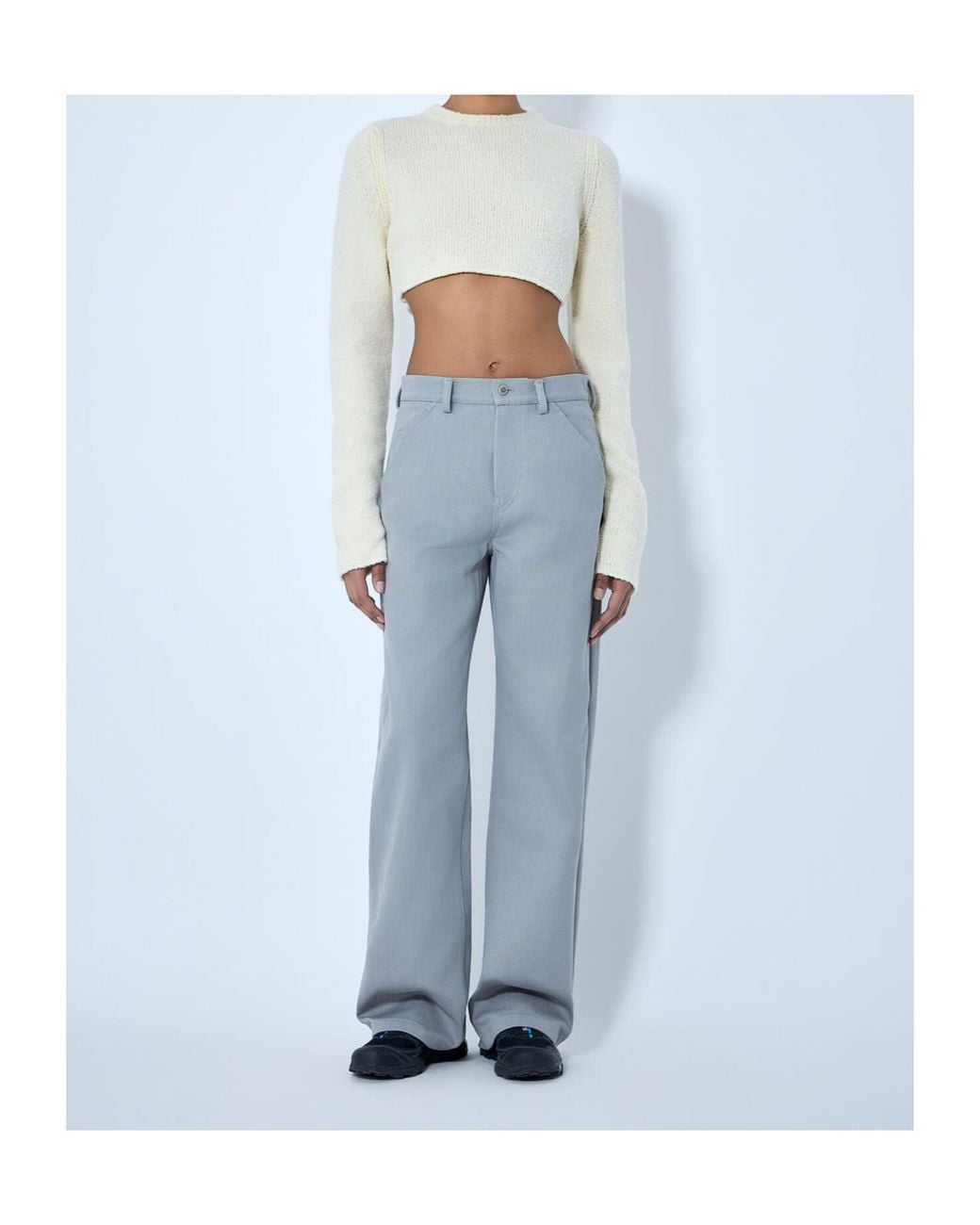 Rier White Cropped Knitted Jumper