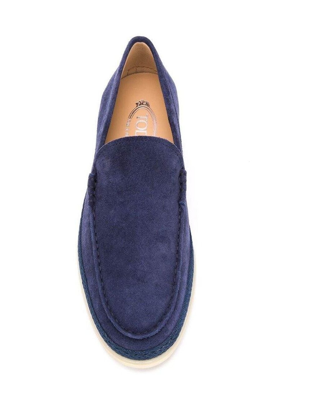 Tod's Blue Round Toe Slip On Loafers for men