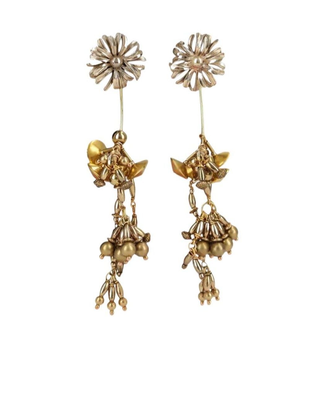 Dries Van Noten White Flower Pattern Earrings