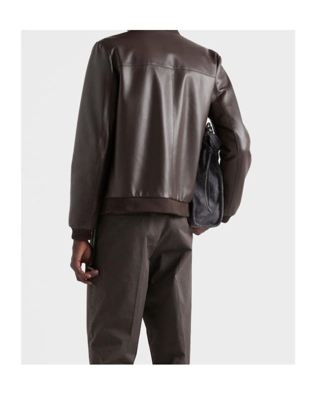 Prada Brown Reversible Nappa Leather Bomber Jacket for men