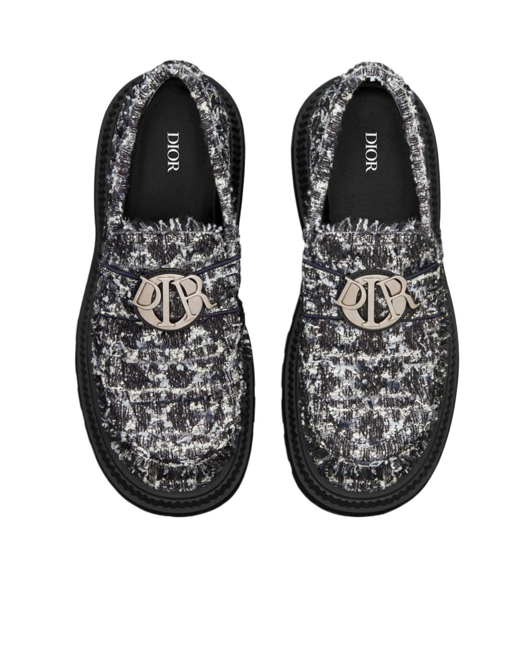 Dior Gray Homme Cannage Tweed Loafers for men