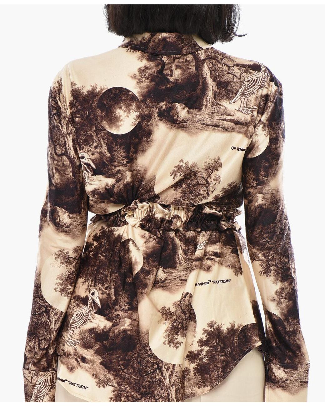 Off-White c/o Virgil Abloh Natural Curtain Pattern-Print Shirt