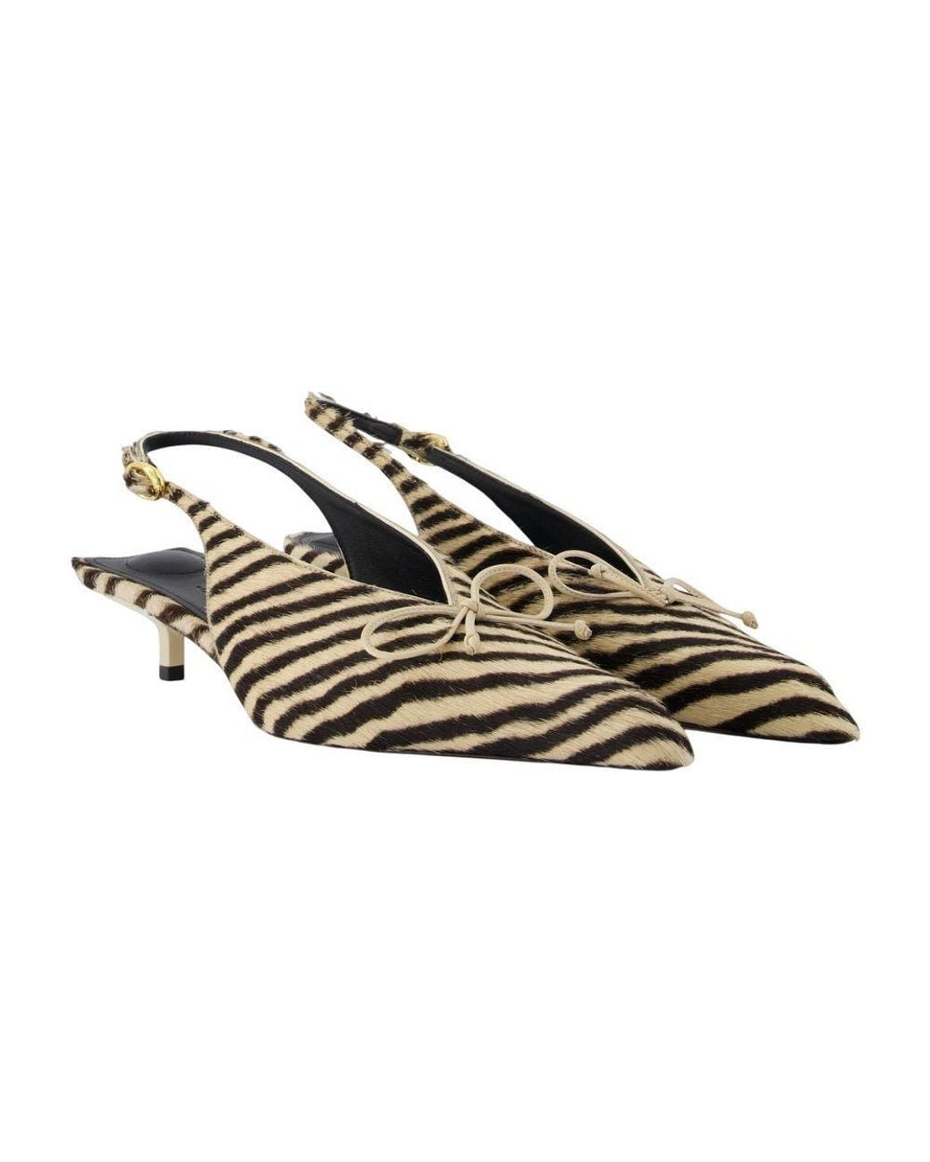 Jacquemus Metallic Zebra-Print Bow-Detail Pumps