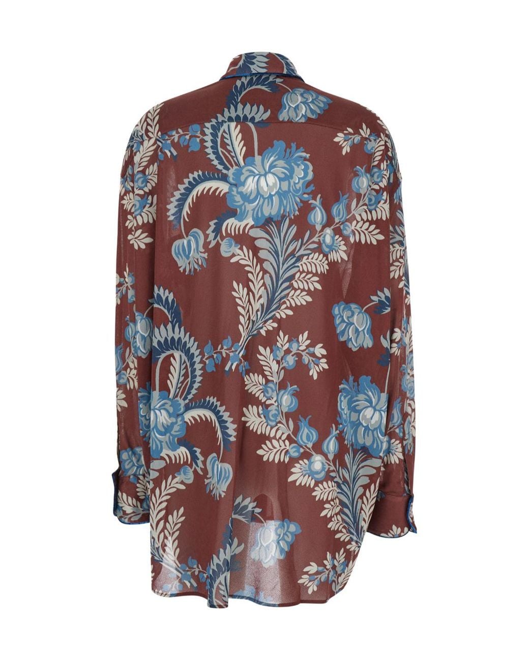 Etro Multicolor Floral Printed Curved Hem Shirt