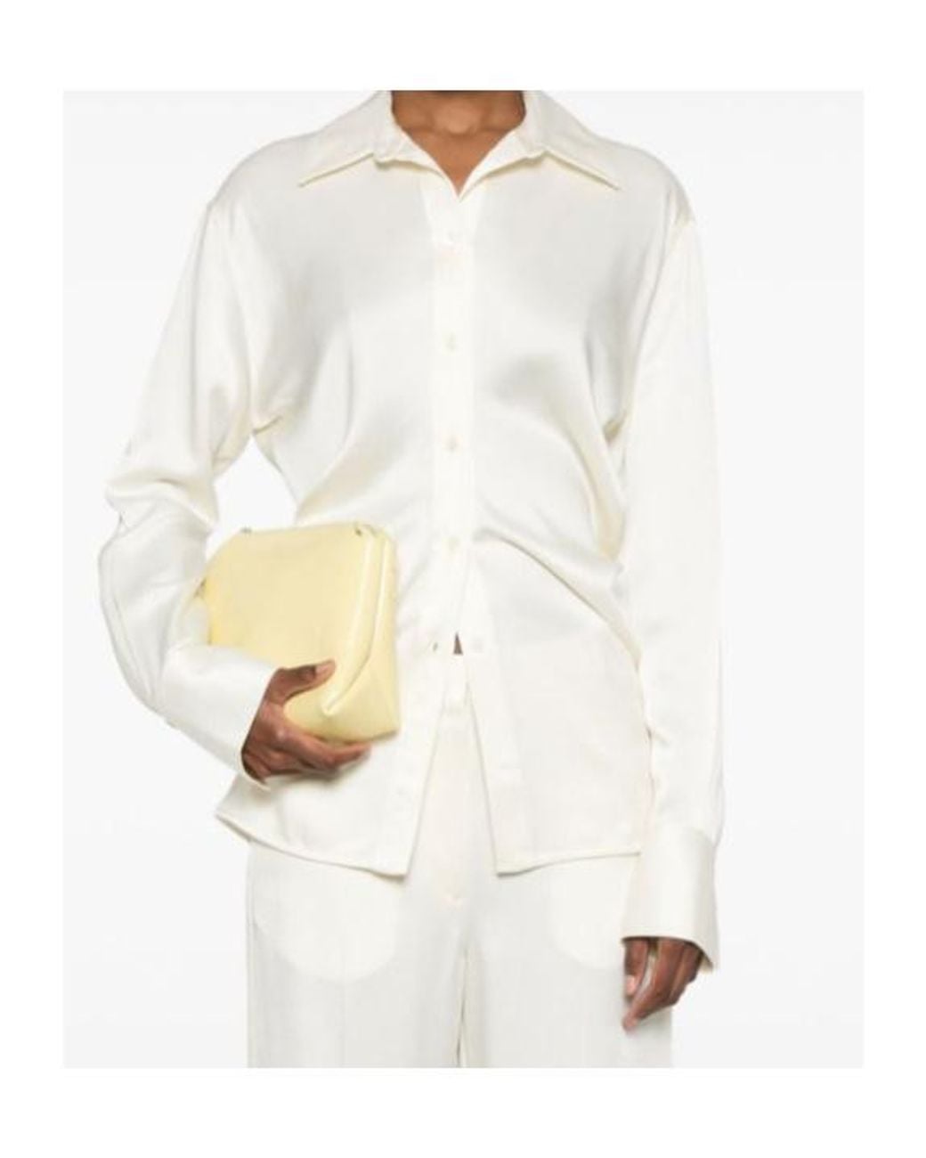 Totême White Totême Slouch-Waist Satin Shirt