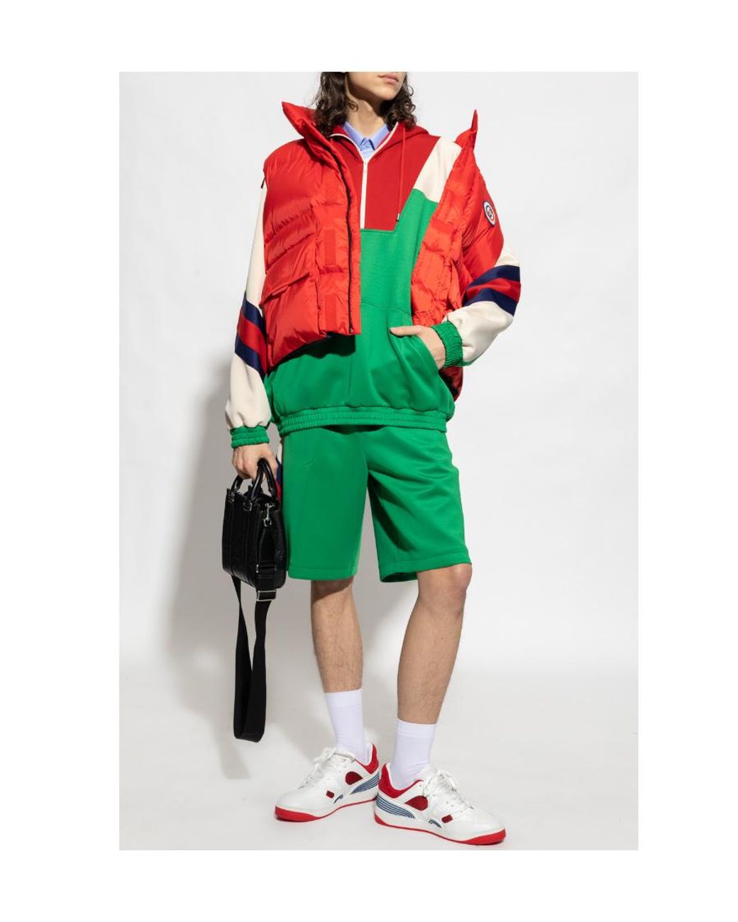 Gucci Green Side Stripe-Detail Shorts for men
