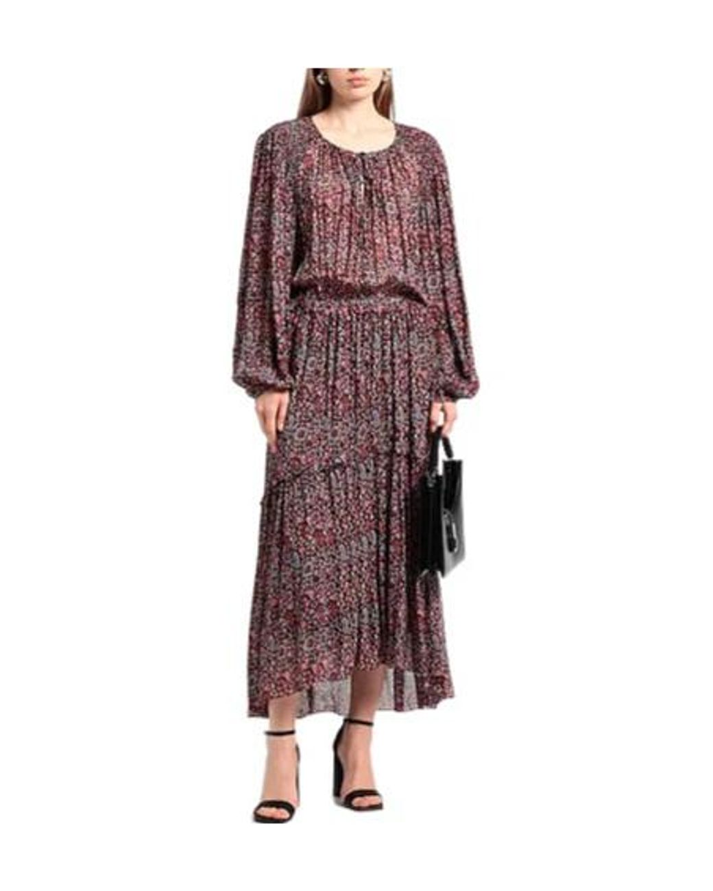 Isabel Marant Purple Floral Print Long-Sleeve Dress