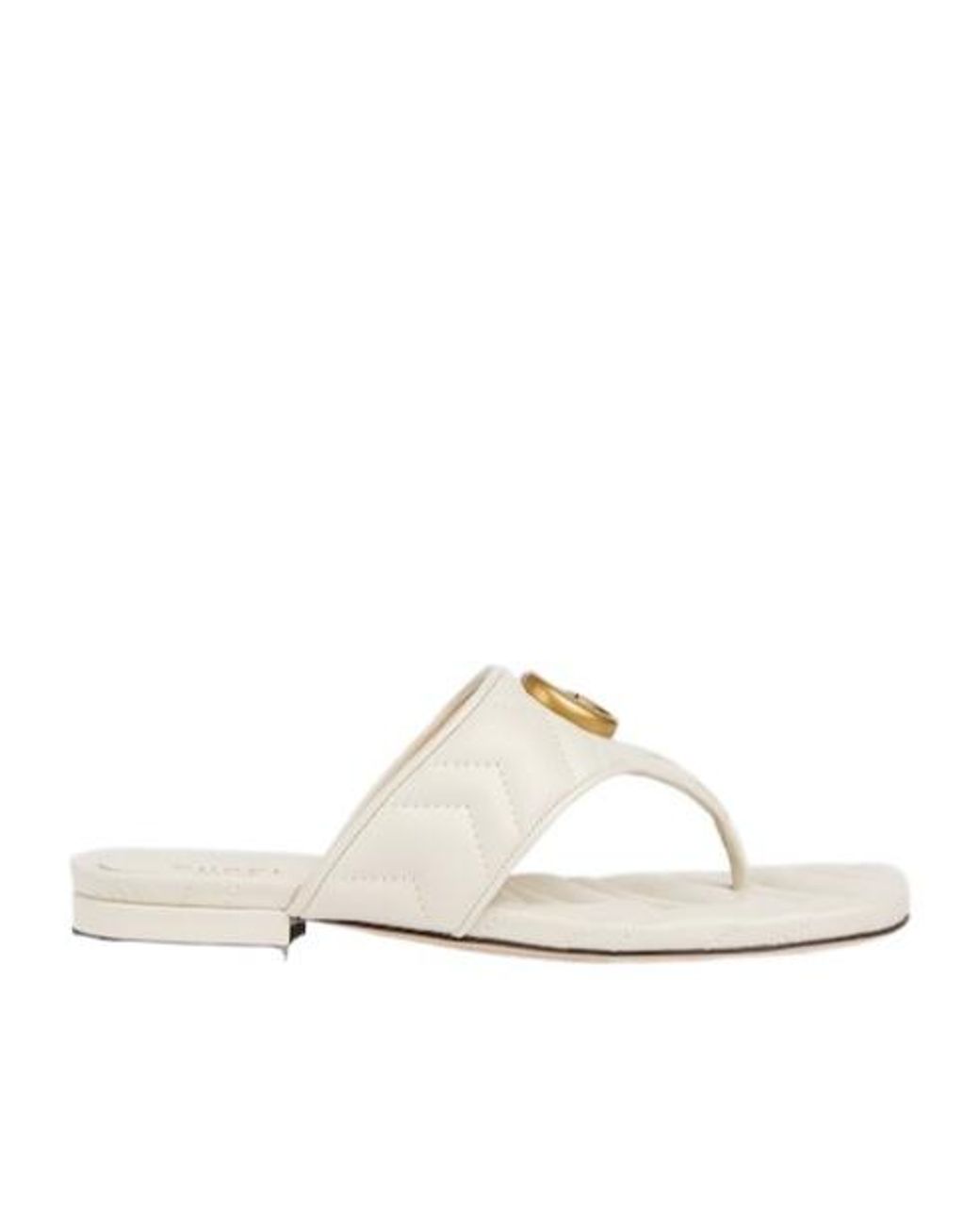 Gucci White Double G Thong Sandals