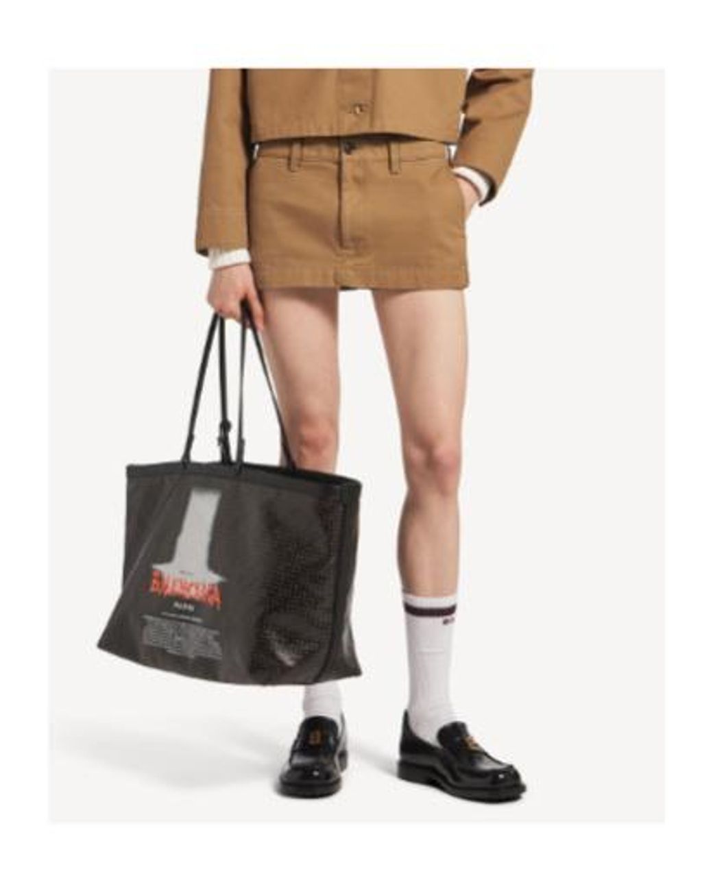 Balenciaga Natural Logo Patch Mini Skirt