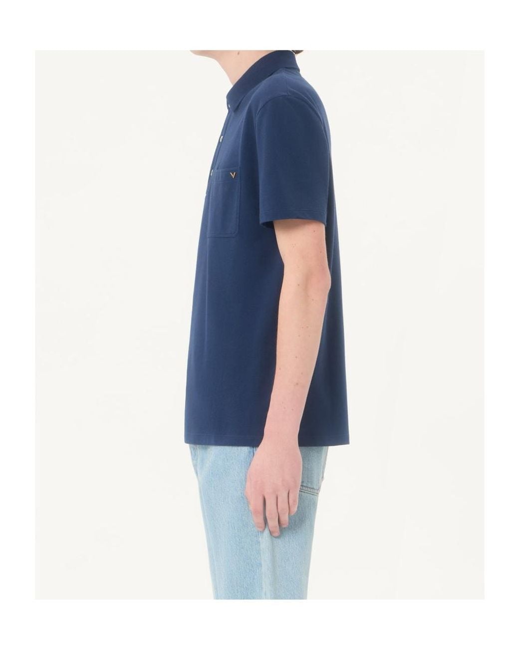 Valentino Blue Vgold Short-Sleeved Polo Shirt for men