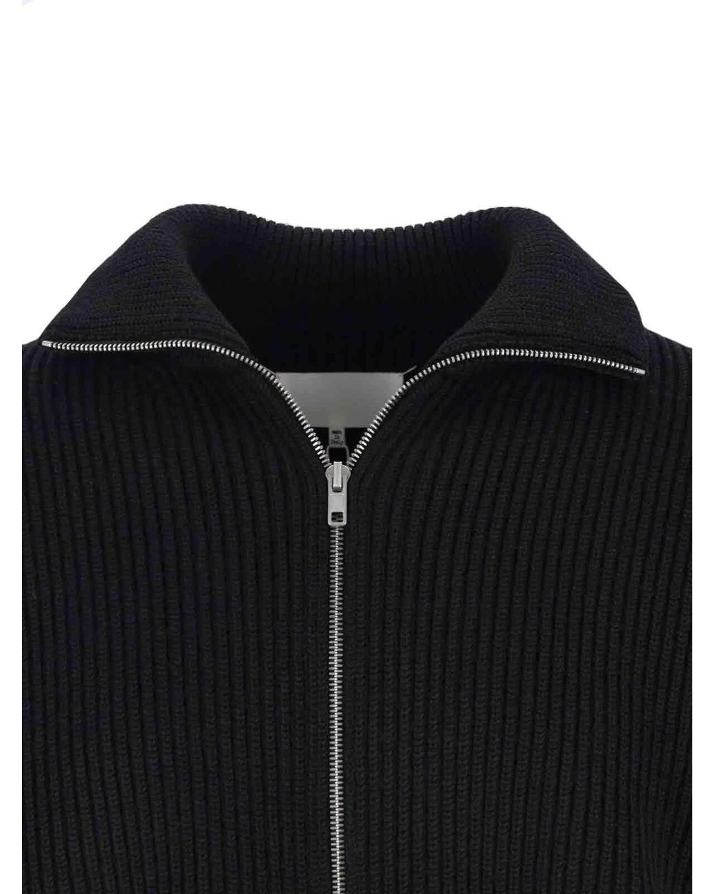 Maison Margiela Black Zipped Long Sleeved Cardigan for men