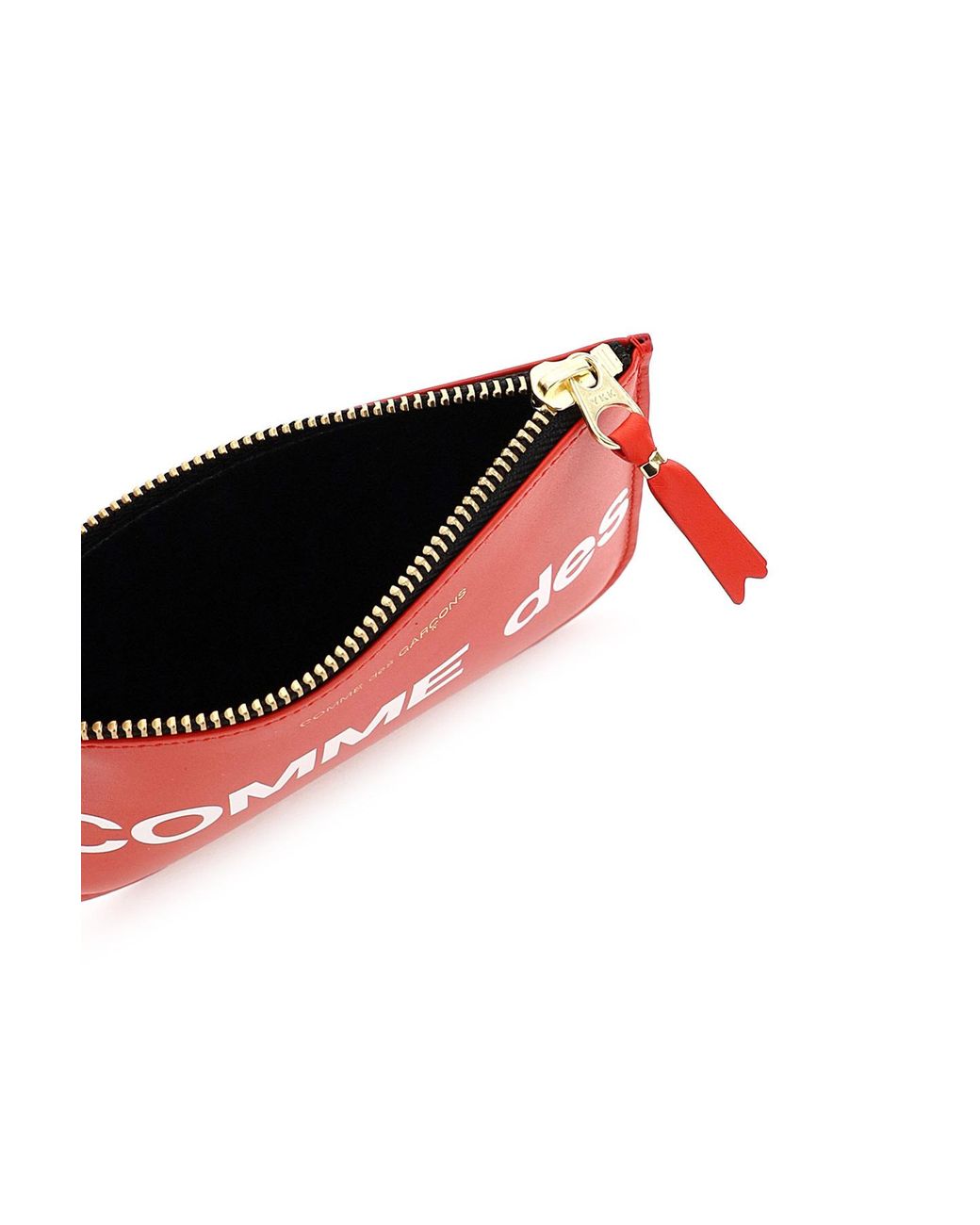Comme des Garçons Red Comme Des Garçons Wallet Logo Printed Zip-Up Small Clutch Bag