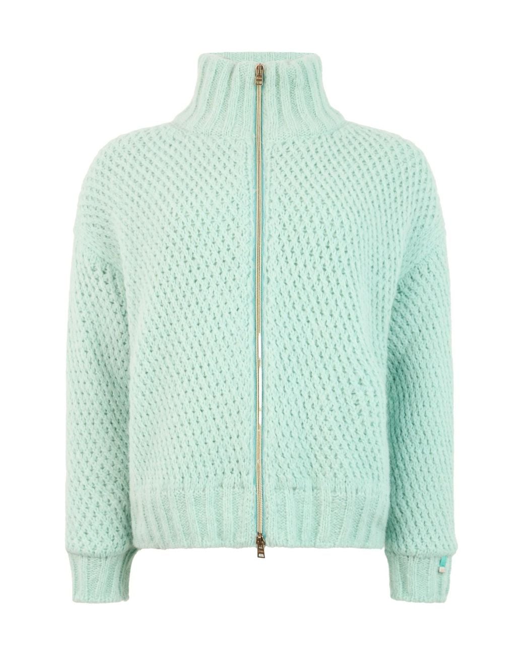 Herno Green Textured Zip-Up Cardigan