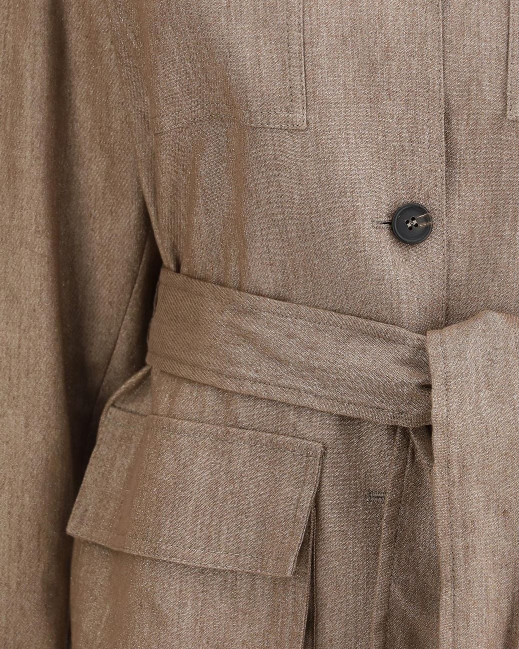 Brunello Cucinelli Natural Long-Sleeved Belted Jacket