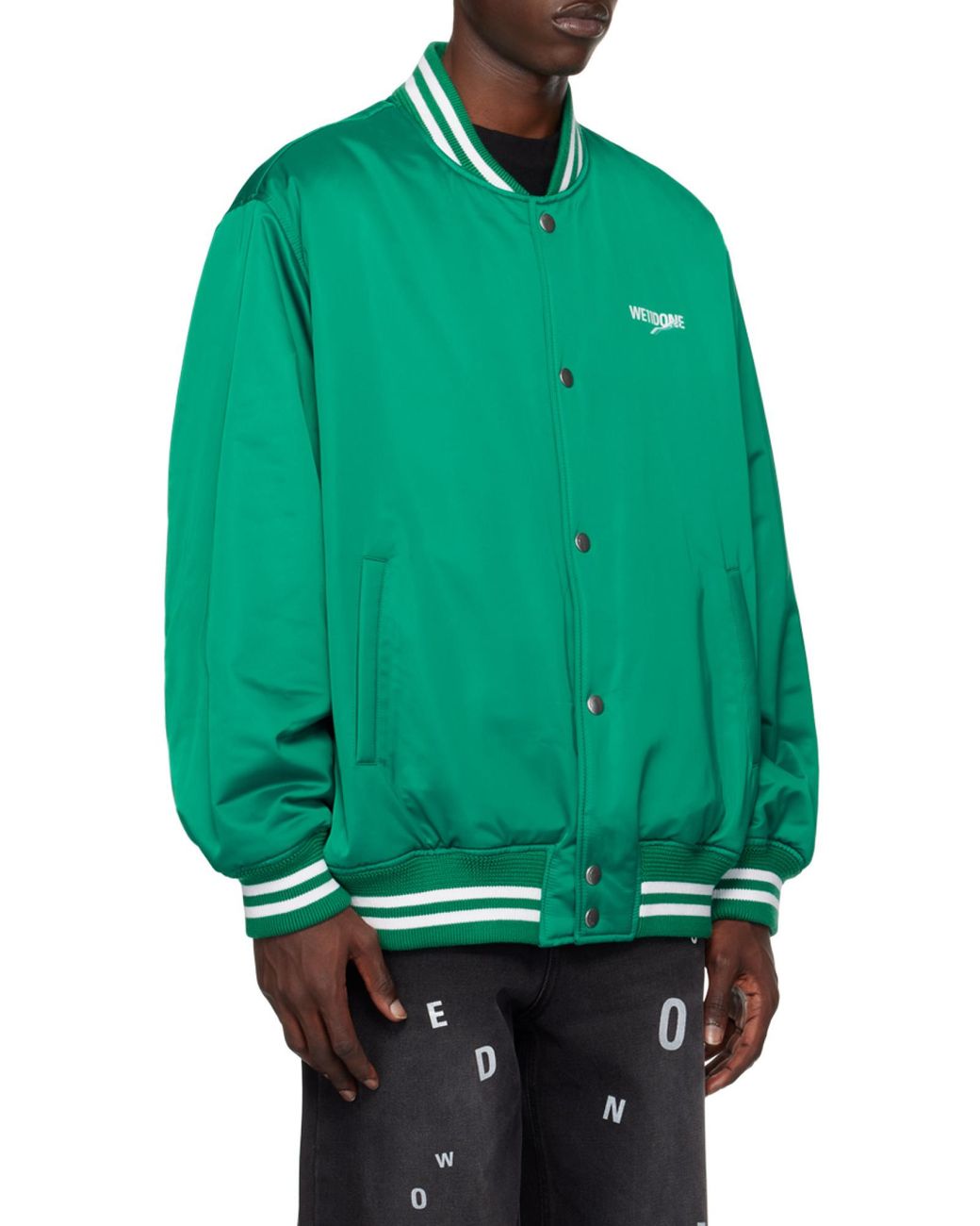 we11done Green Logo-Print Bomber Jacket for men