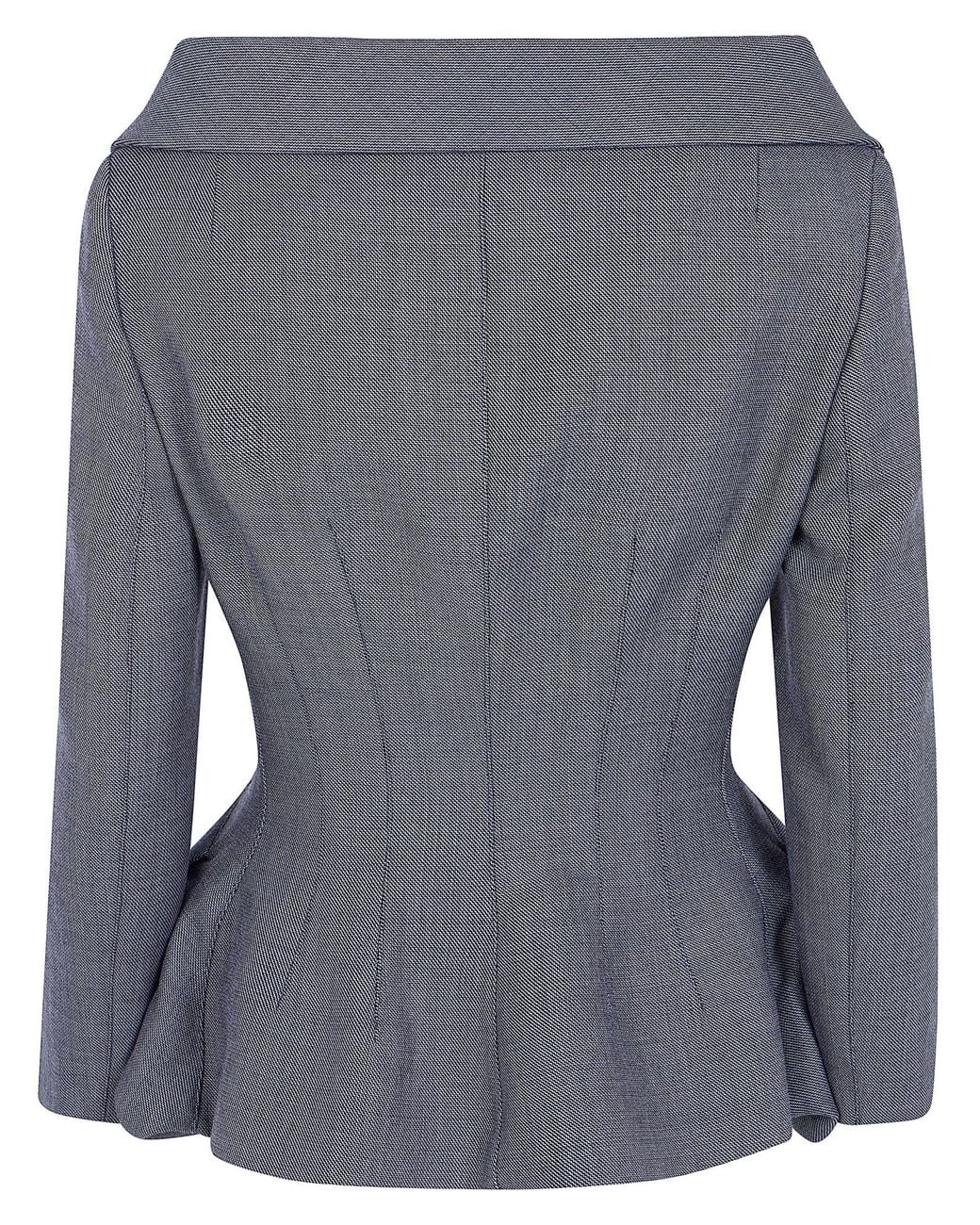 Magda Butrym Blue 02 Off-Shoulder Peplum Blazer