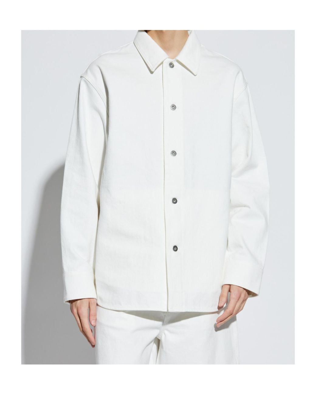 Jil Sander White Long-Sleeved Denim Shirt for men