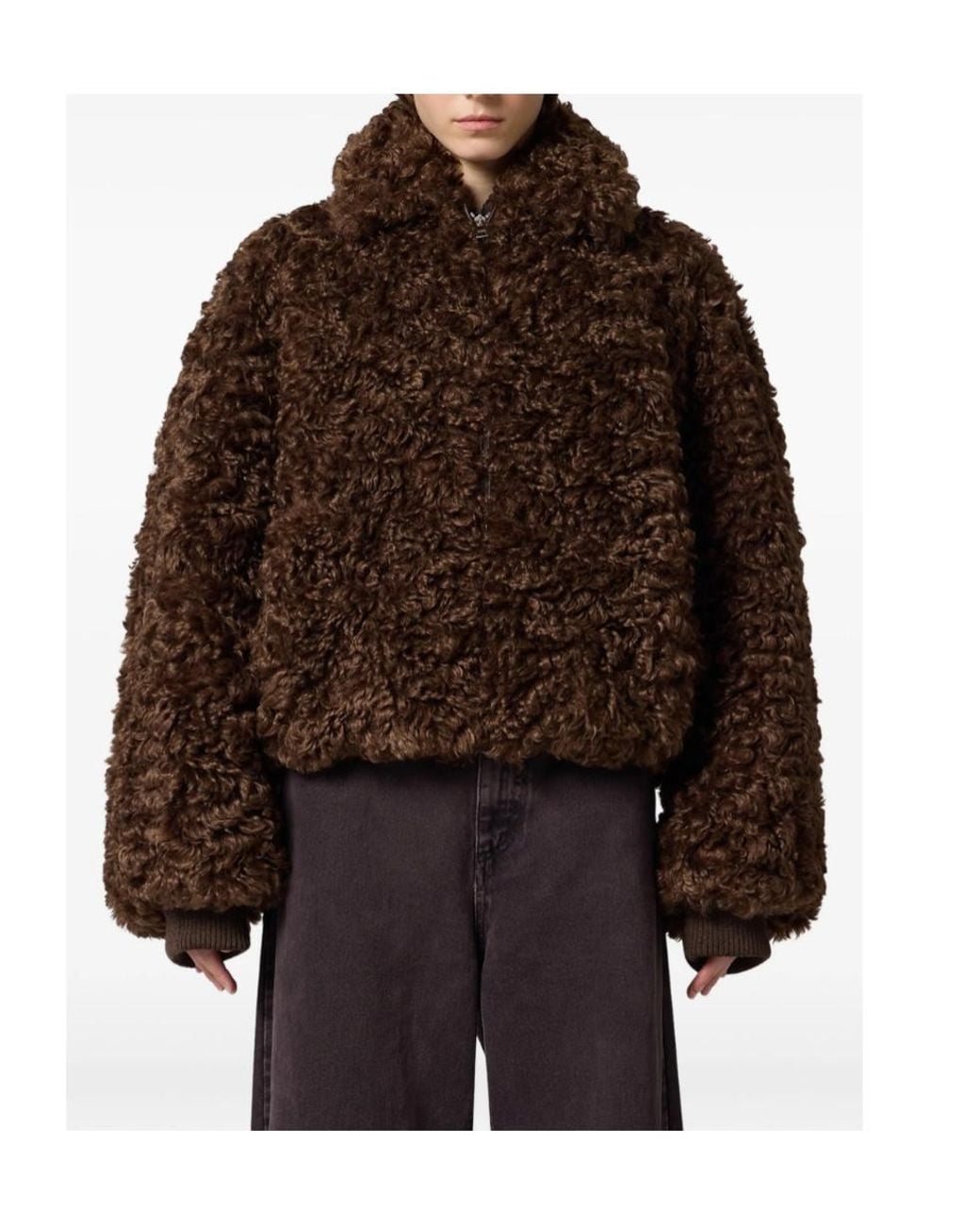 MSGM Brown Zip-Up Jacket