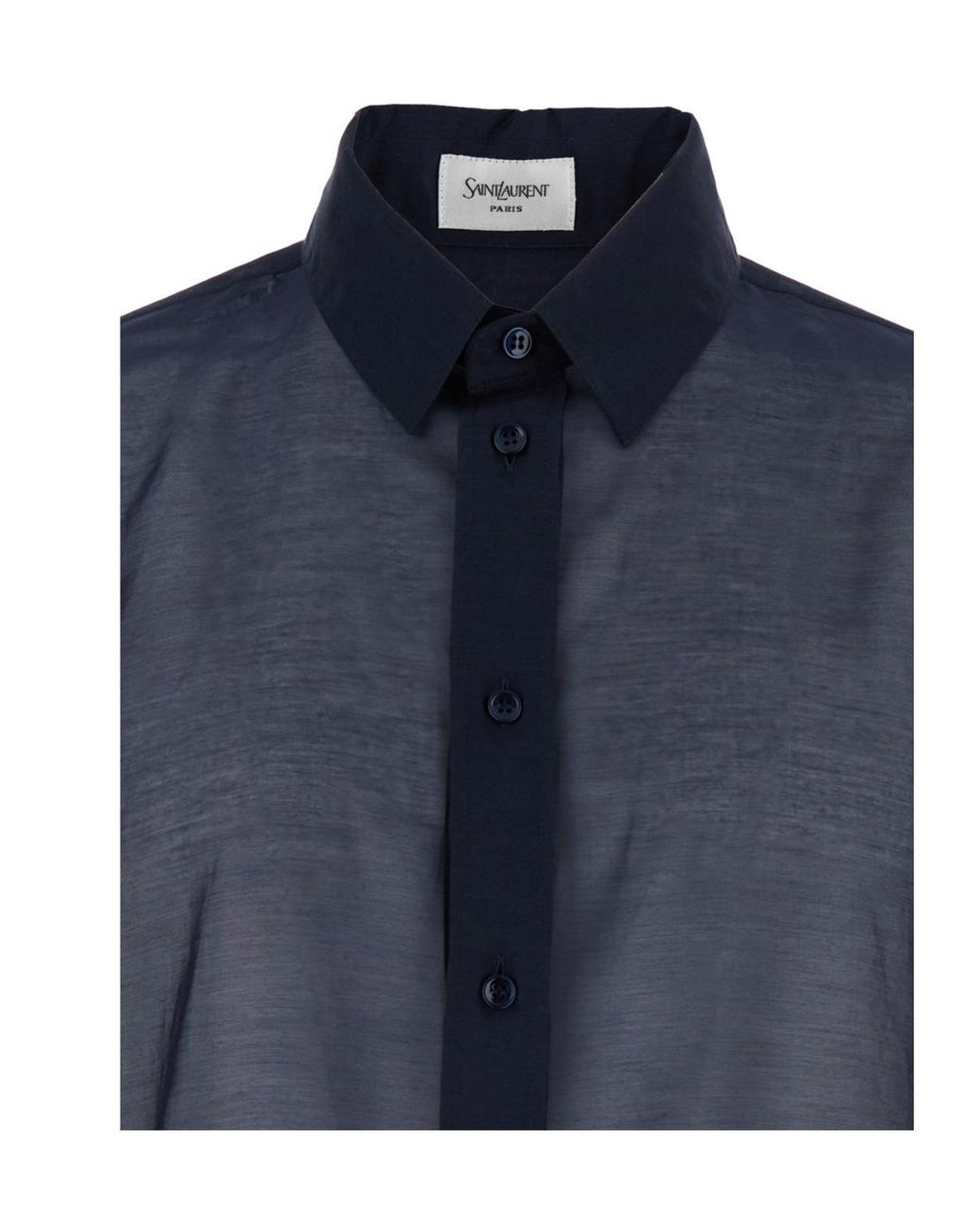 Saint Laurent Blue Shirt With Classic Collar And Contrasting Details I for men