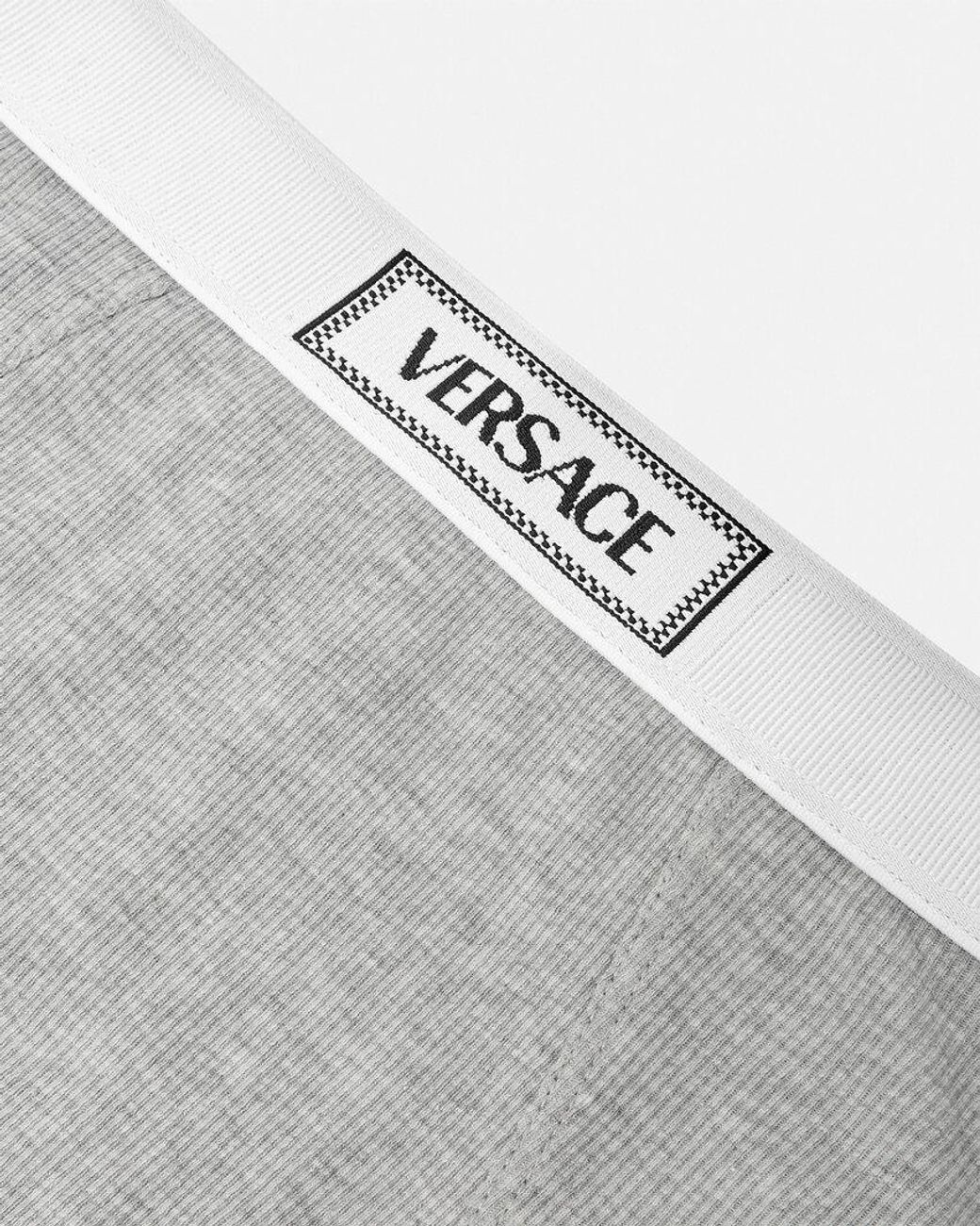 Versace Gray Ribbed Briefs With '90S Logo