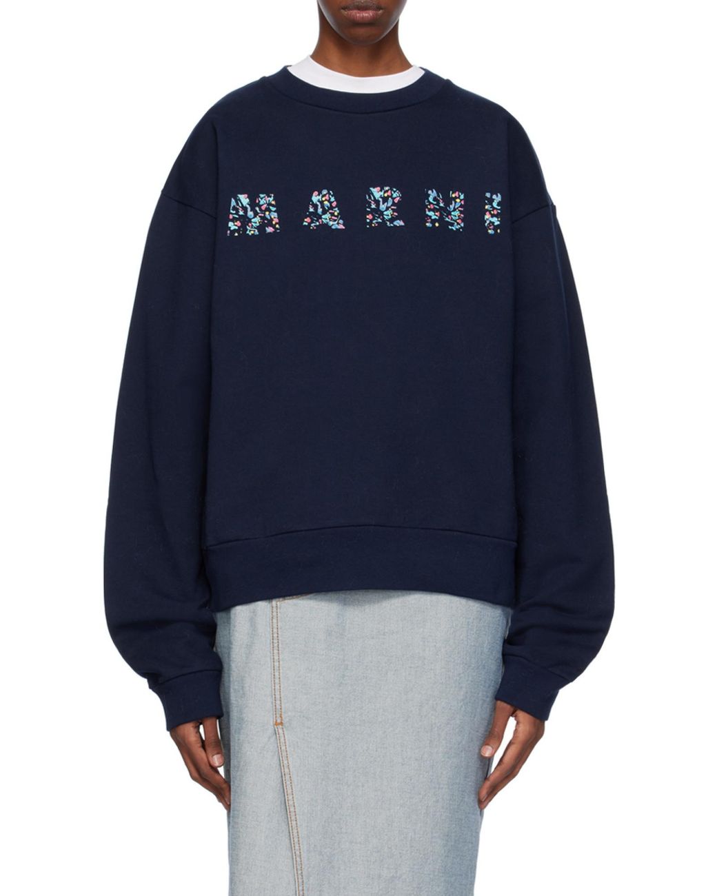 Marni Blue Logo Printed Crewneck Sweatshirt for men